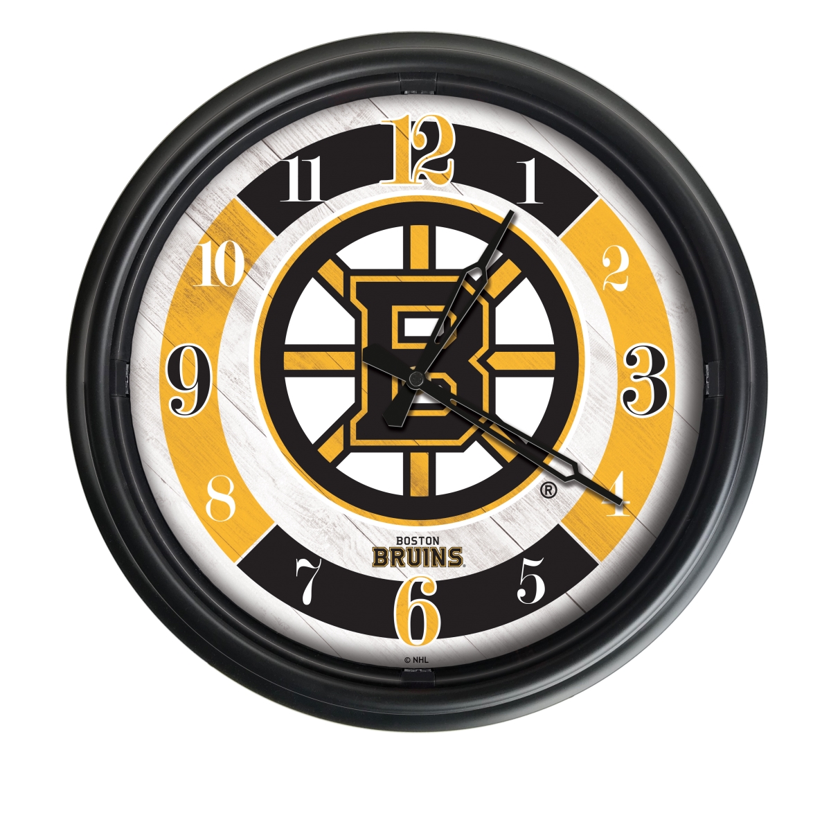 Picture of Holland Bar Stool ODClk14BK-08BosBru 14 in. Dia. Boston Bruins Indoor & Outdoor LED Wall Clock&#44; Black