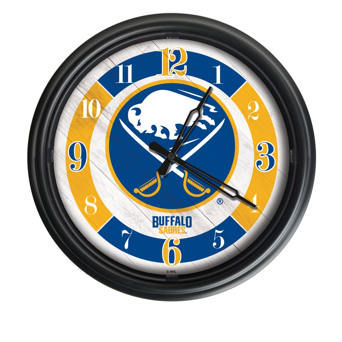 Picture of Holland Bar Stool ODClk14BK-08BufSab 14 in. Dia. Buffalo Sabres Indoor & Outdoor LED Wall Clock&#44; Black