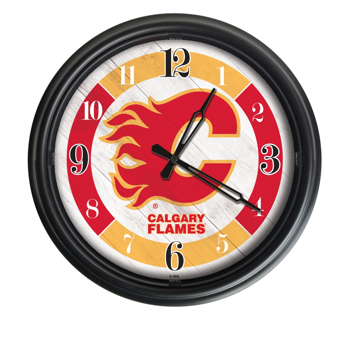 Picture of Holland Bar Stool ODClk14BK-08CalFla 14 in. Dia. Calgary Flames Indoor & Outdoor LED Wall Clock&#44; Black