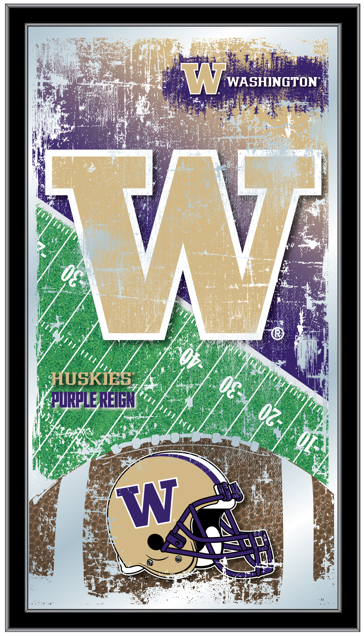 MFtblWashUn Washington 15 x 26 in. Football Mirror