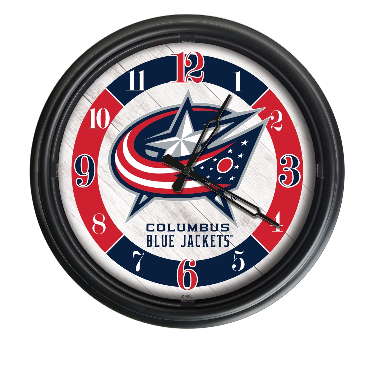 Picture of Holland Bar Stool ODClk14BK-08ColBlu 14 in. Dia. Columbus Blue Jackets Indoor & Outdoor LED Wall Clock&#44; Black