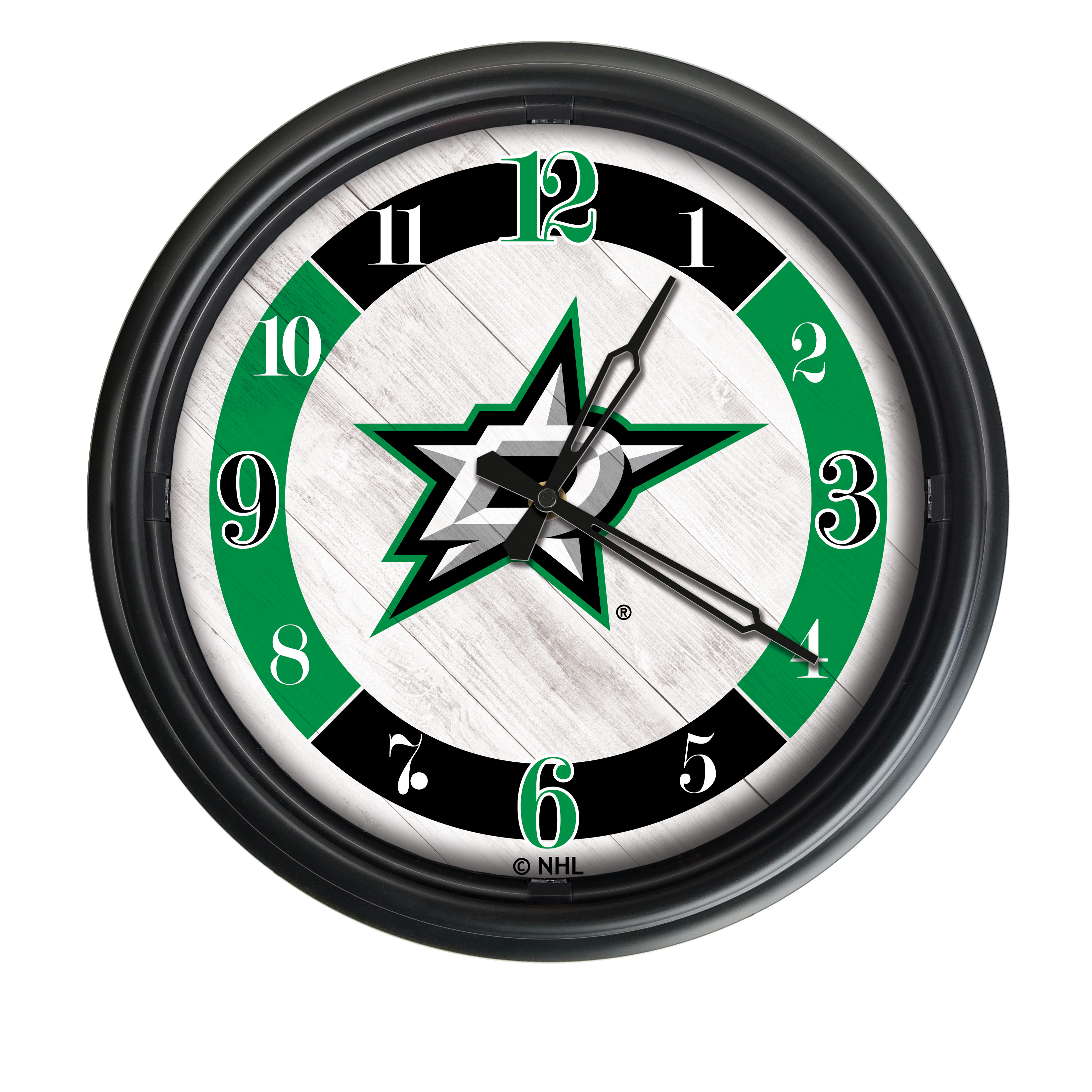 Picture of Holland Bar Stool ODClk14BK-08DalSta 14 in. Dia. Dallas Stars Indoor & Outdoor LED Wall Clock&#44; Black