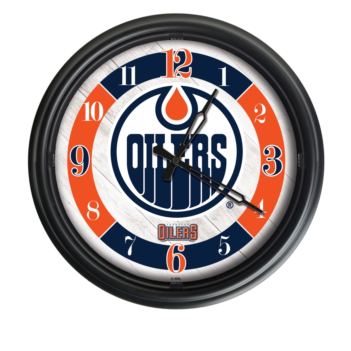 Picture of Holland Bar Stool ODClk14BK-08EdmOil 14 in. Dia. Edmonton Oilers Indoor & Outdoor LED Wall Clock&#44; Black