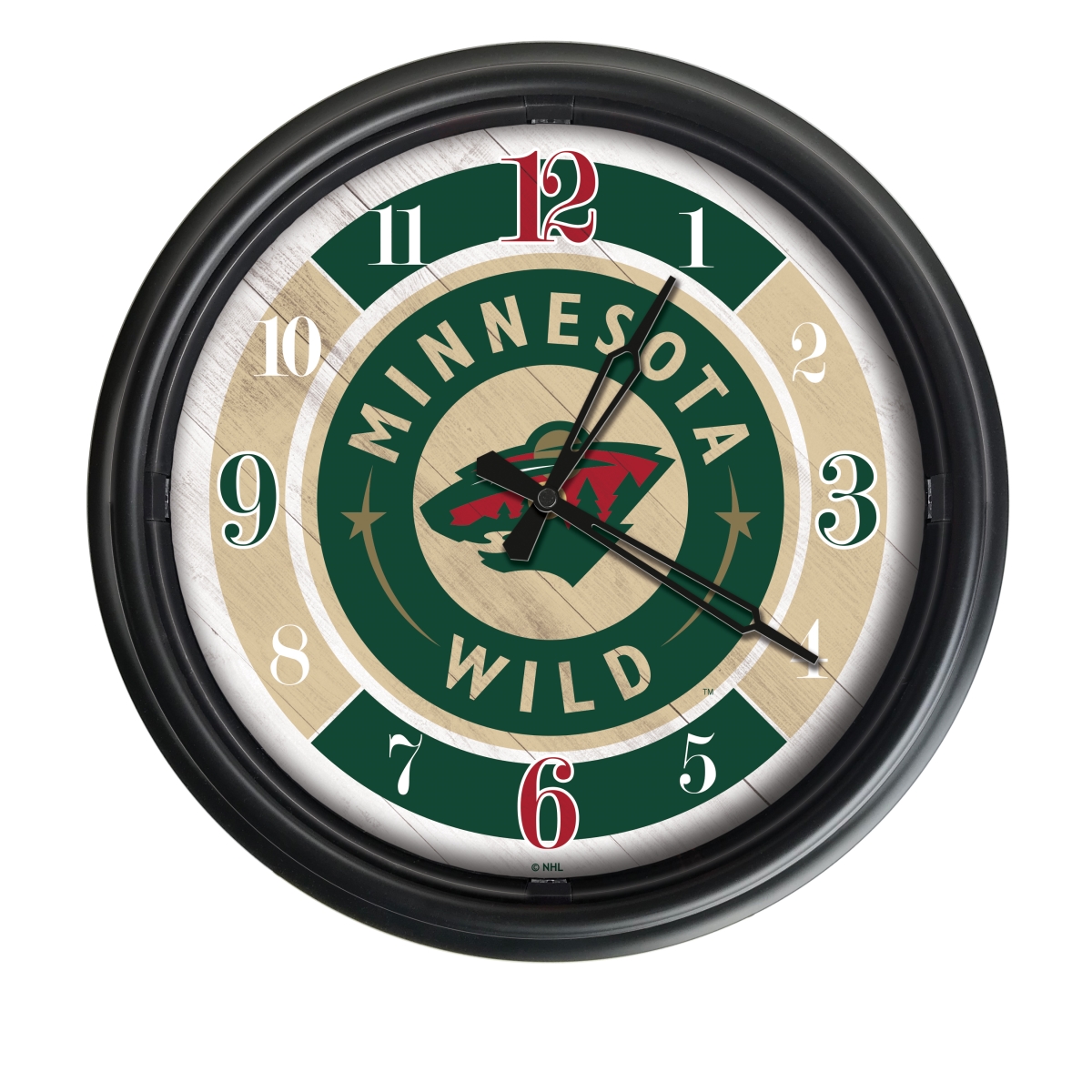 Picture of Holland Bar Stool ODClk14BK-08MinWld 14 in. Dia. Minnesota Wild Indoor & Outdoor LED Wall Clock&#44; Black