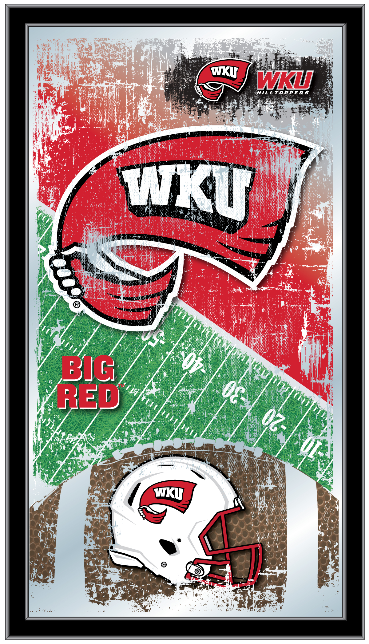 MFtblWestKy Western Kentucky 15 x 26 in. Football Mirror