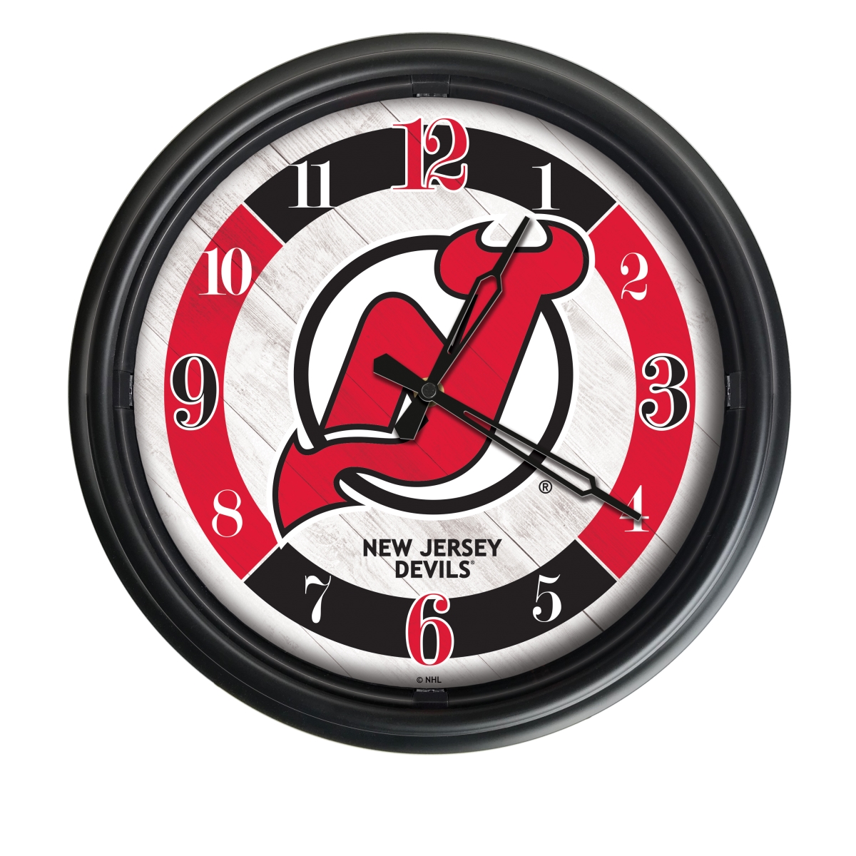 Picture of Holland Bar Stool ODClk14BK-08NJDevl 14 in. Dia. New Jersey Devils Indoor & Outdoor LED Wall Clock&#44; Black