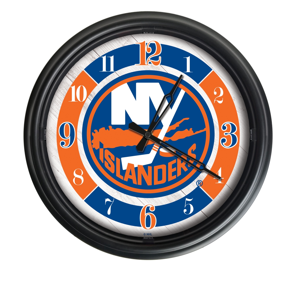 Picture of Holland Bar Stool ODClk14BK-08NYIsln 14 in. Dia. New York Islanders Indoor & Outdoor LED Wall Clock&#44; Black
