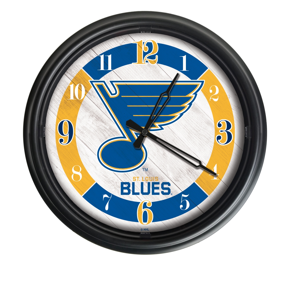 Picture of Holland Bar Stool ODClk14BK-08STLBlu 14 in. Dia. St Louis Blues Indoor & Outdoor LED Wall Clock&#44; Black