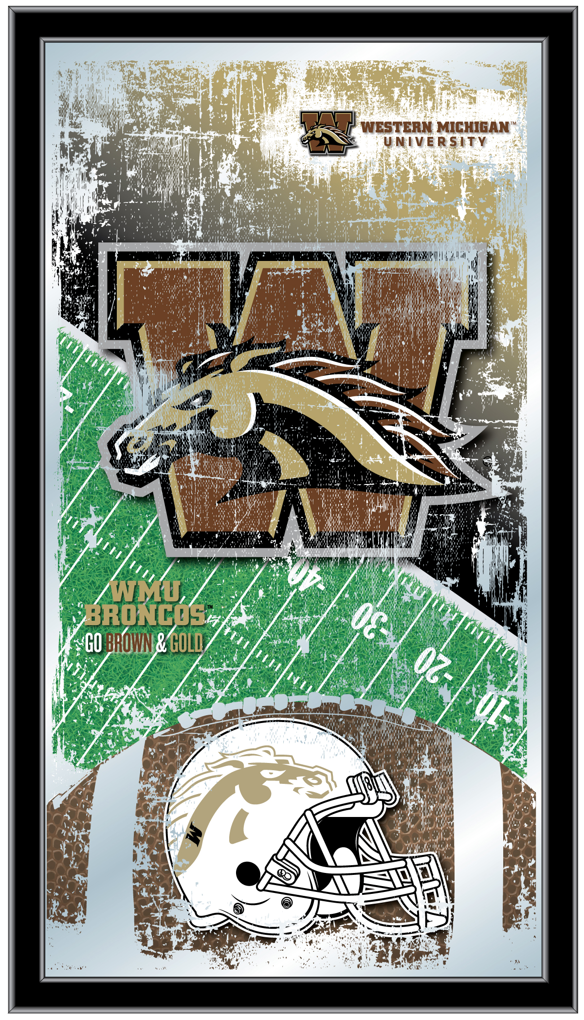 Picture of Holland Bar Stool MFtblWestMI Western Michigan 15 x 26 in. Football Mirror