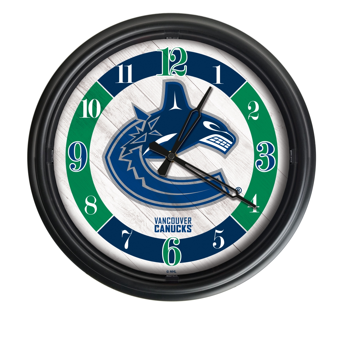 Picture of Holland Bar Stool ODClk14BK-08VanCan 14 in. Dia. Vancouver Canucks Indoor & Outdoor LED Wall Clock&#44; Black