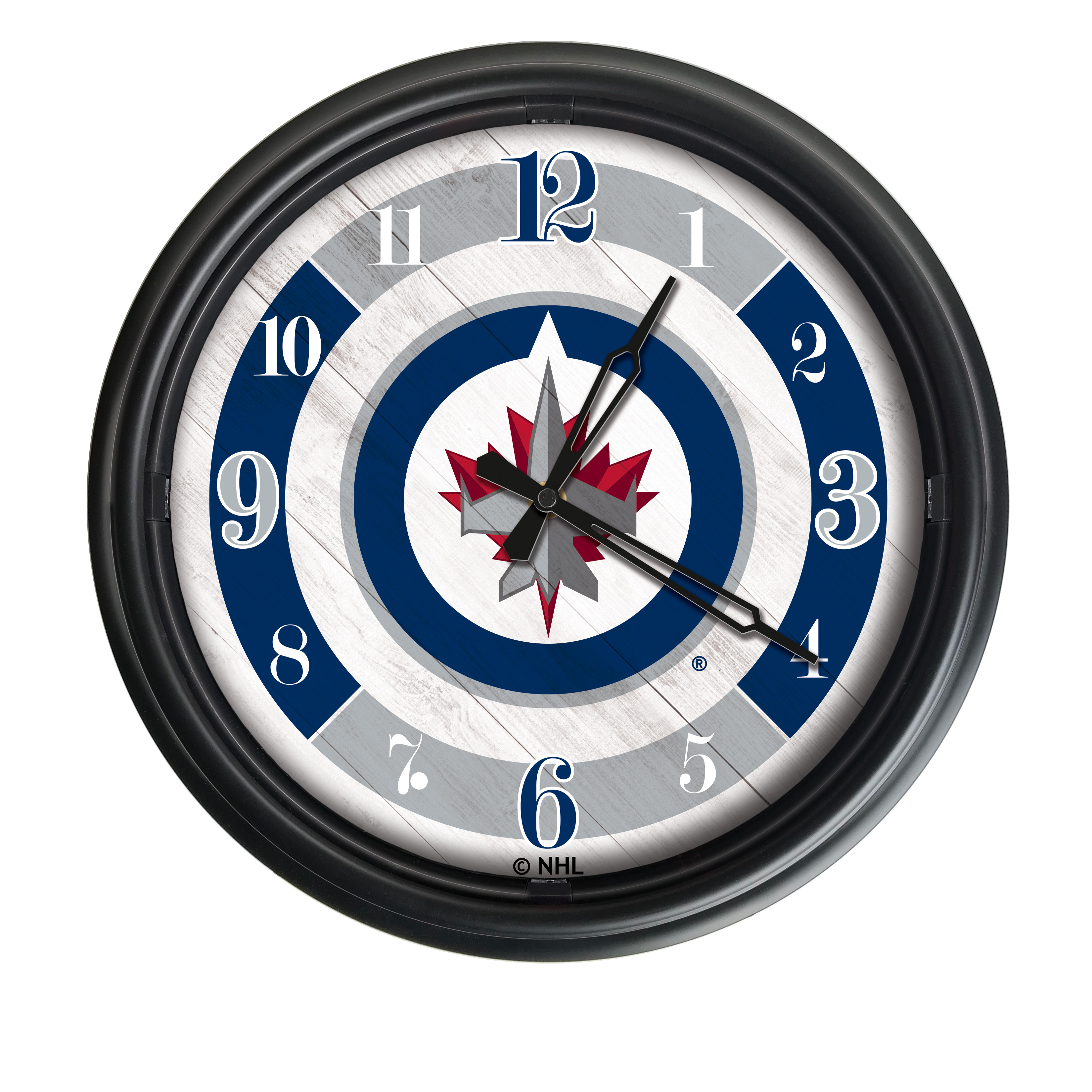 Picture of Holland Bar Stool ODClk14BK-08WinJet 14 in. Dia. Winnipeg Jets Indoor & Outdoor LED Wall Clock&#44; Black