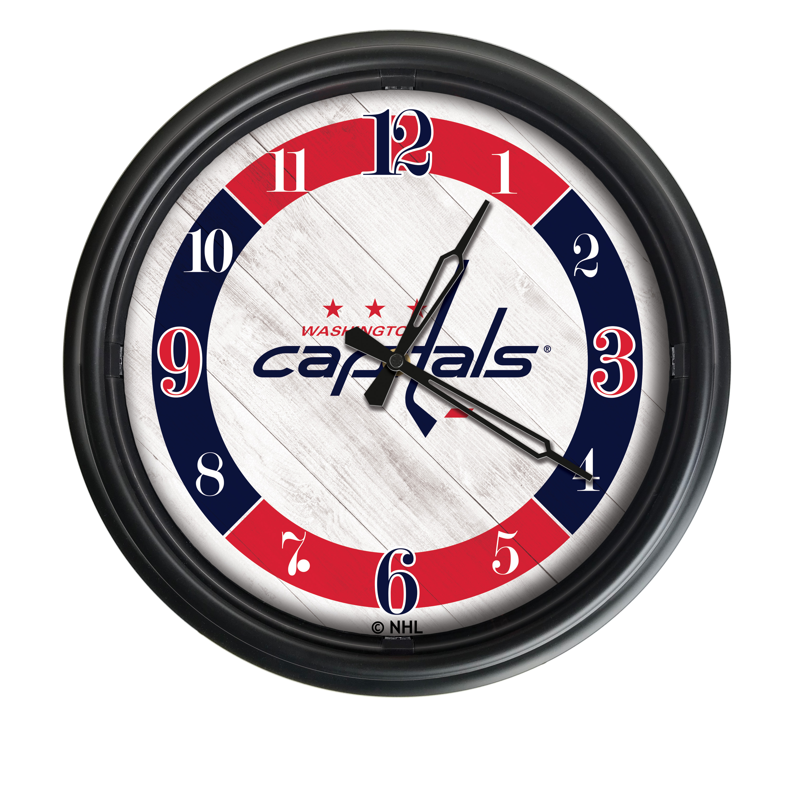 Picture of Holland Bar Stool ODClk14BK-08WshCap 14 in. Dia. Washington Capitals Indoor & Outdoor LED Wall Clock&#44; Black