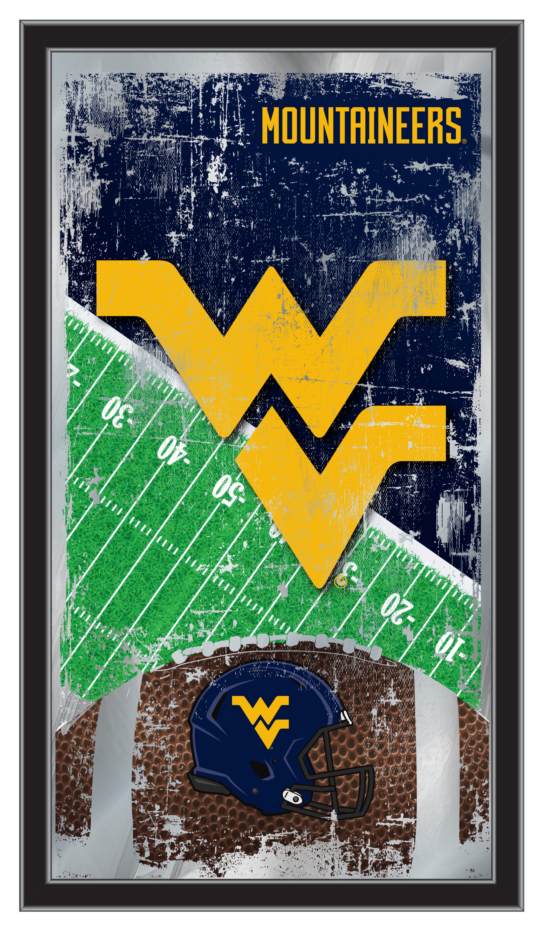 MFtblWestVA West Virginia 15 x 26 in. Football Mirror