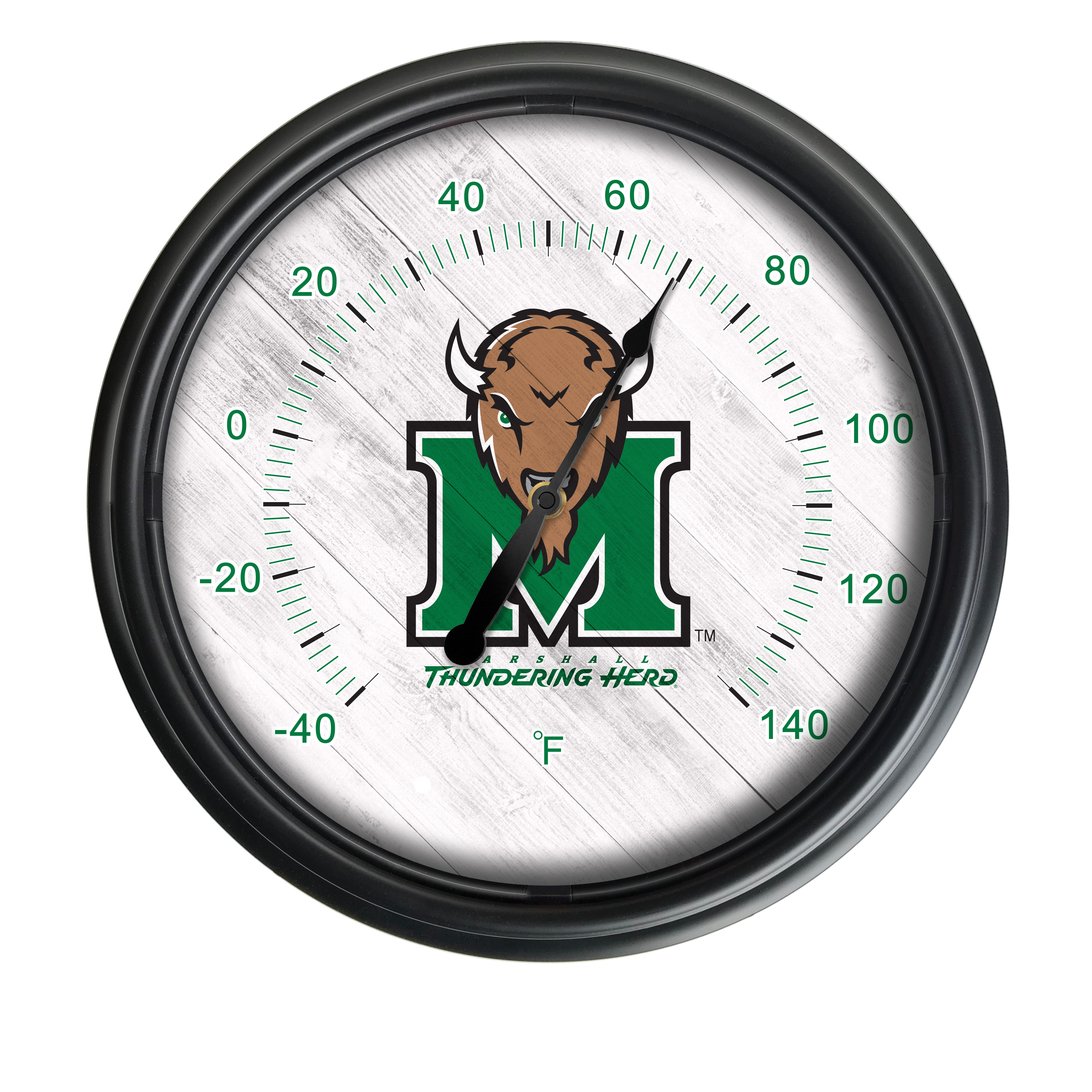 Picture of Holland Bar Stool ODThrm14BK-08Mrshll NCAA Thundering Herd Marshall University 14 in. Dia. Indoor & Outdoor LED Thermometer&#44; Black