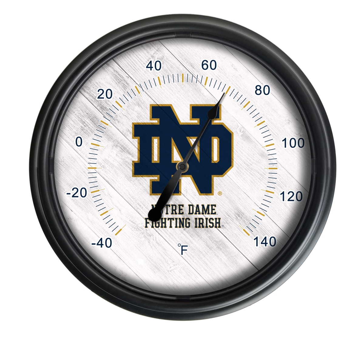 Picture of Holland Bar Stool ODThrm14BK-08ND-ND NCAA Notre Dame Fighting Irish 14 in. Dia. Indoor & Outdoor LED Thermometer&#44; Black