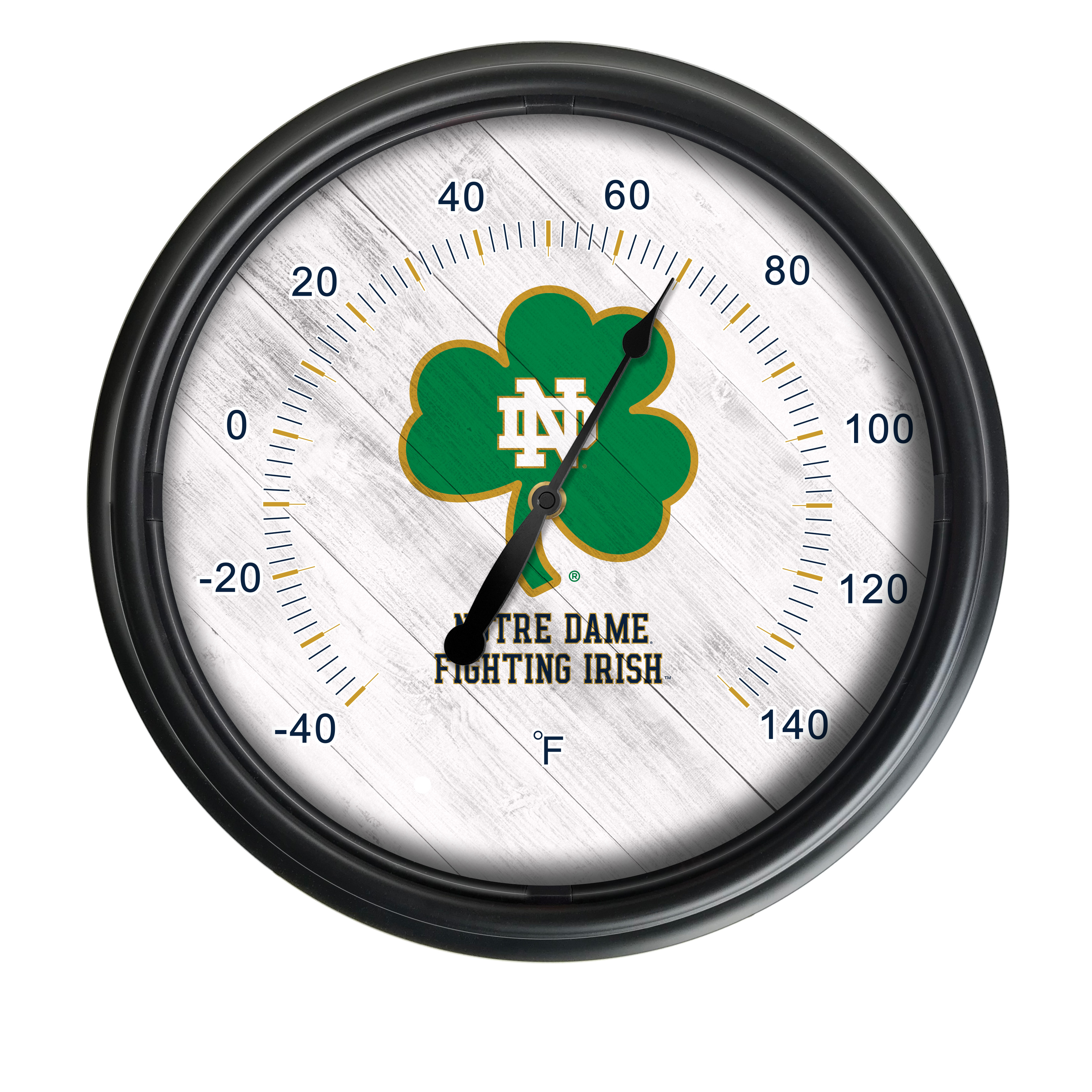 Picture of Holland Bar Stool ODThrm14BK-08ND-Shm NCAA Notre Dame Fighting Irish 14 in. Dia. Indoor & Outdoor LED Thermometer&#44; Black