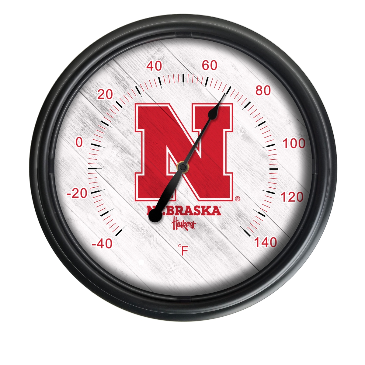 Picture of Holland Bar Stool ODThrm14BK-08NebrUn NCAA Nebraska Huskers 14 in. Dia. Indoor & Outdoor LED Thermometer&#44; Black