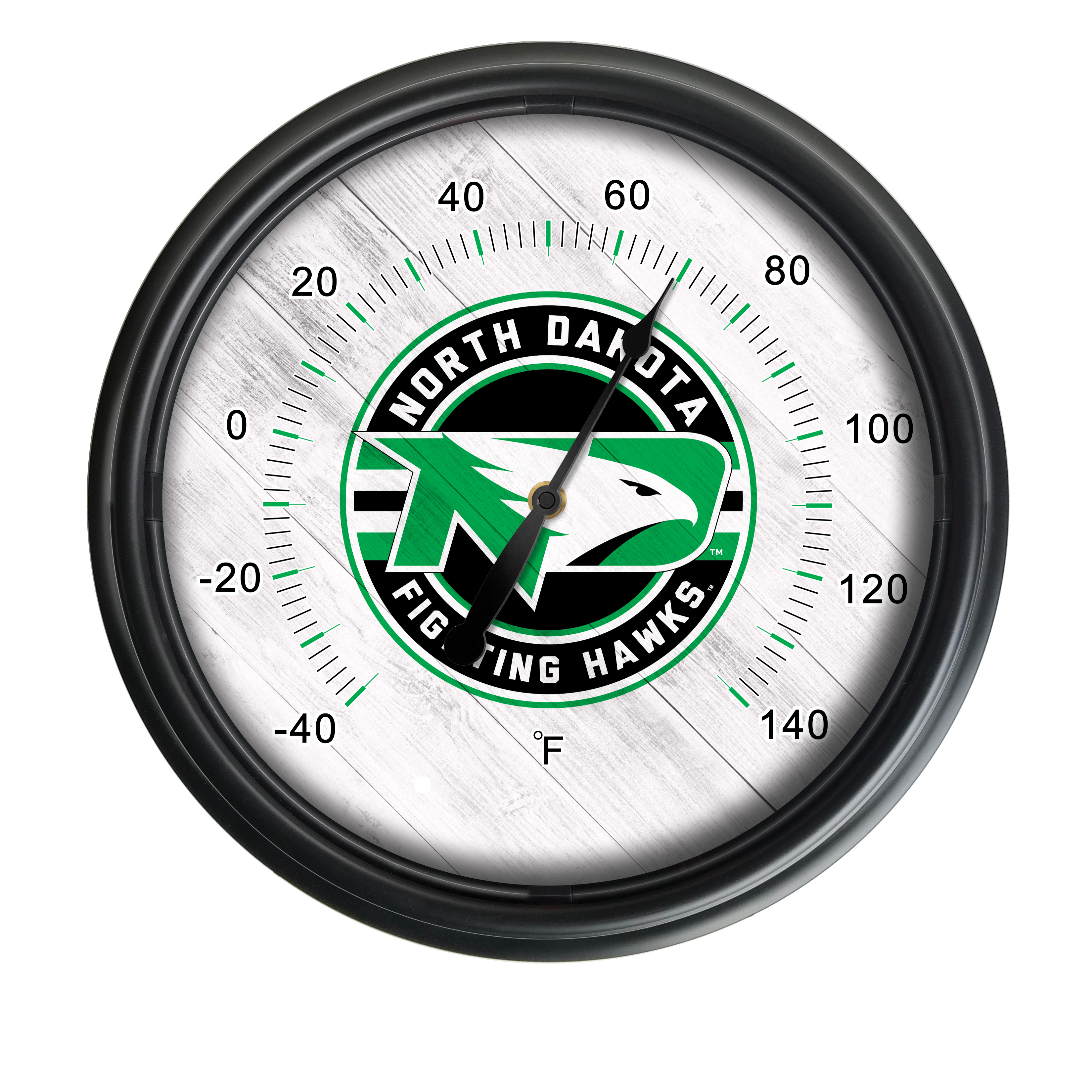 Picture of Holland Bar Stool ODThrm14BK-08NorDak NCAA North Dakota Fighting Hawks 14 in. Dia. Indoor & Outdoor LED Thermometer&#44; Black