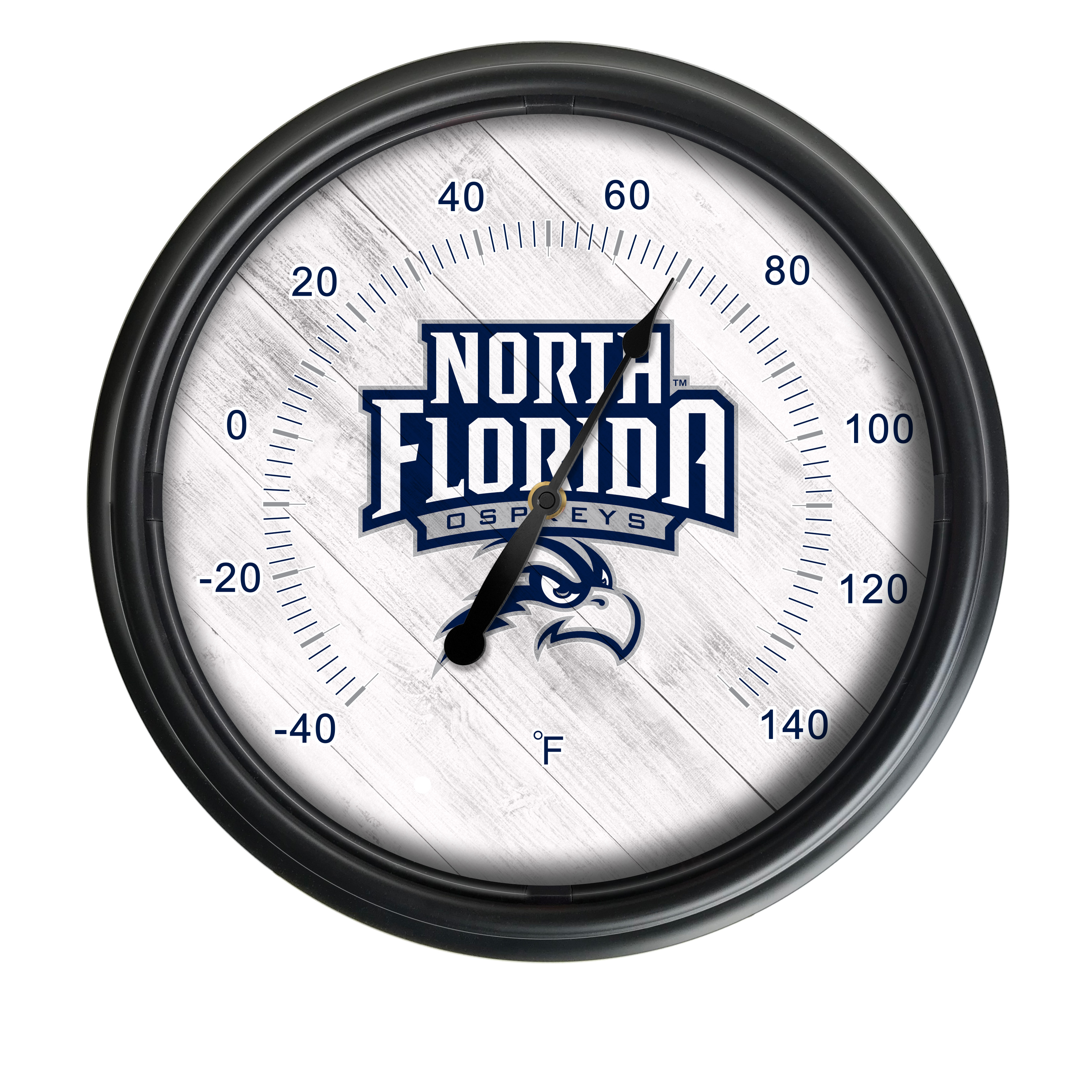 Picture of Holland Bar Stool ODThrm14BK-08NorFla NCAA North Florida Ospreys 14 in. Dia. Indoor & Outdoor LED Thermometer&#44; Black