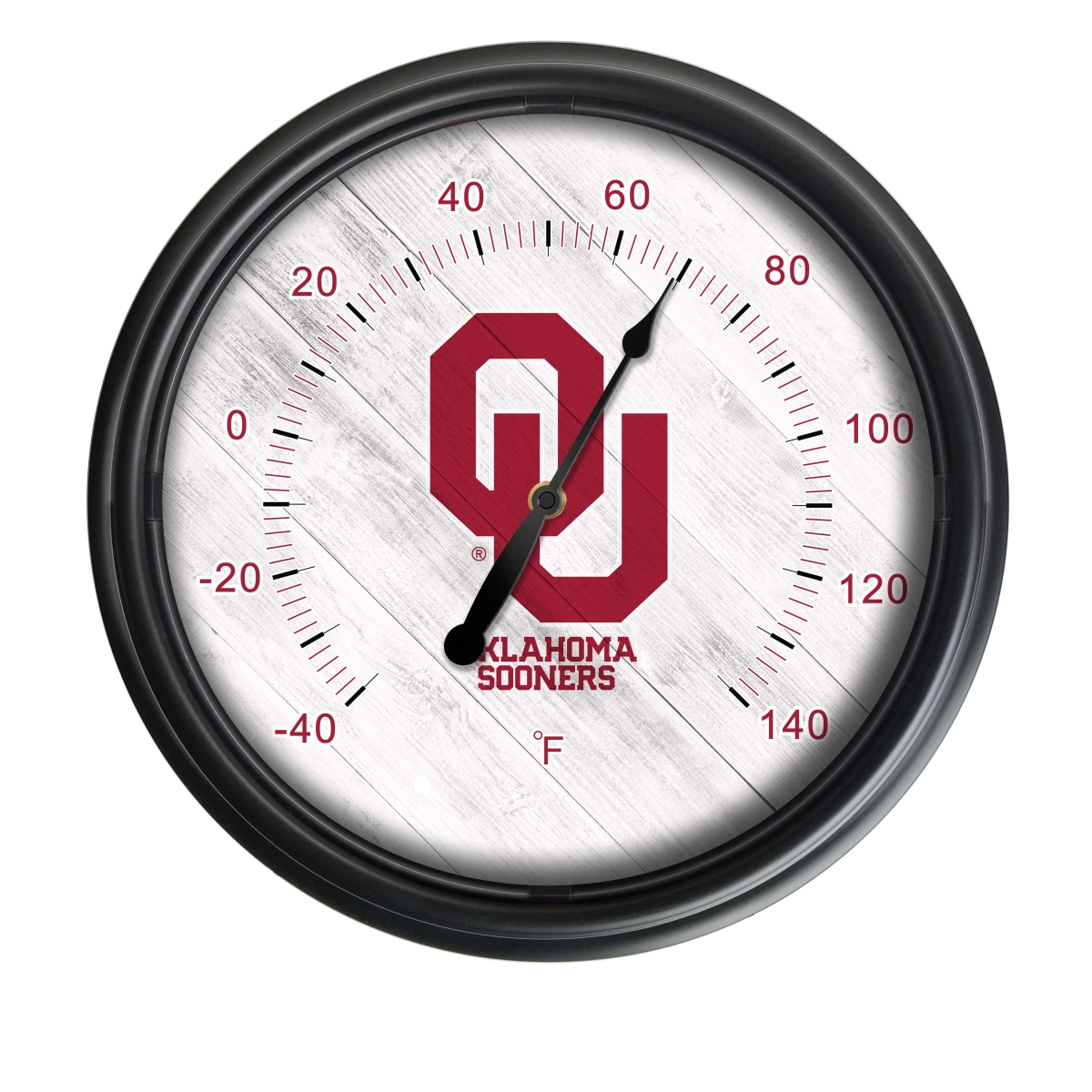 Picture of Holland Bar Stool ODThrm14BK-08Oklhma NCAA Oklahoma Sooners 14 in. Dia. Indoor & Outdoor LED Thermometer&#44; Black