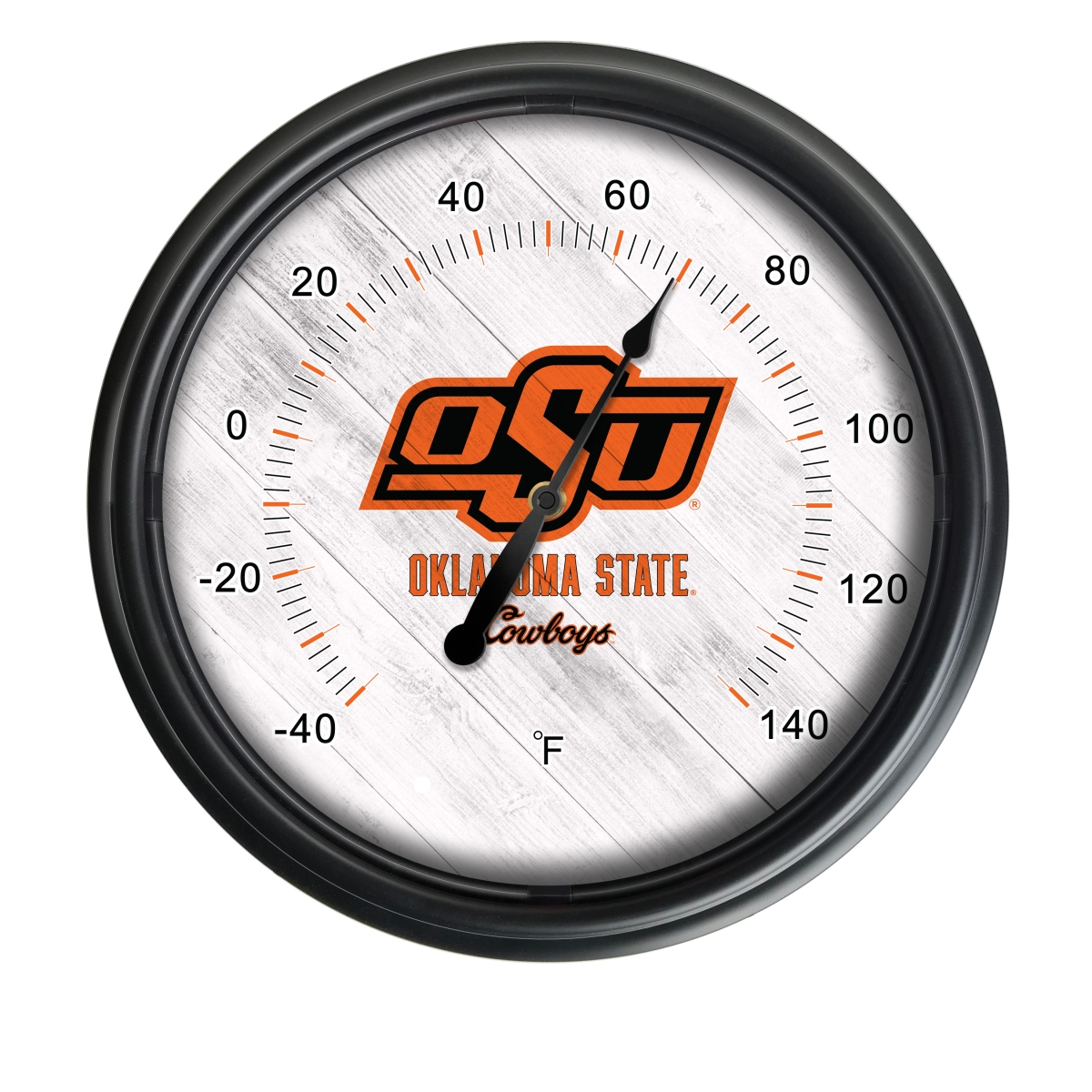 Picture of Holland Bar Stool ODThrm14BK-08OKStUn NCAA Oklahoma State Cowboys 14 in. Dia. Indoor & Outdoor LED Thermometer&#44; Black