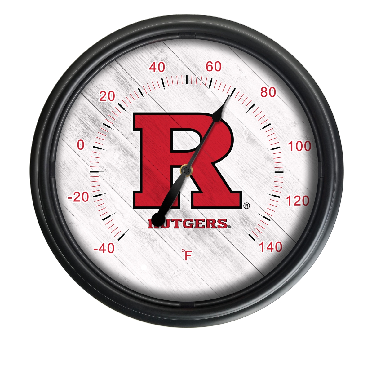 Picture of Holland Bar Stool ODThrm14BK-08Rutger NCAA Rutgers Scarlet Knights 14 in. Dia. Indoor & Outdoor LED Thermometer&#44; Black