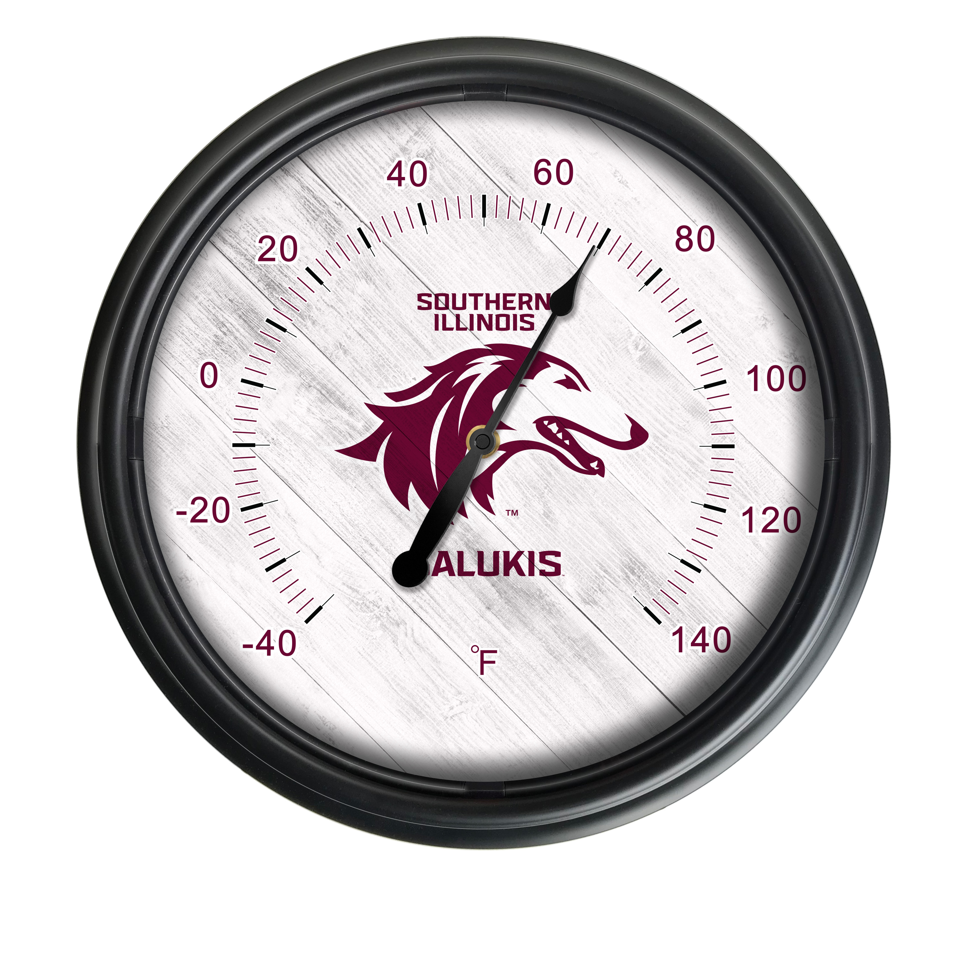 Picture of Holland Bar Stool ODThrm14BK-08SouIll NCAA Southern Illinois Salukis 14 in. Dia. Indoor & Outdoor LED Thermometer&#44; Black