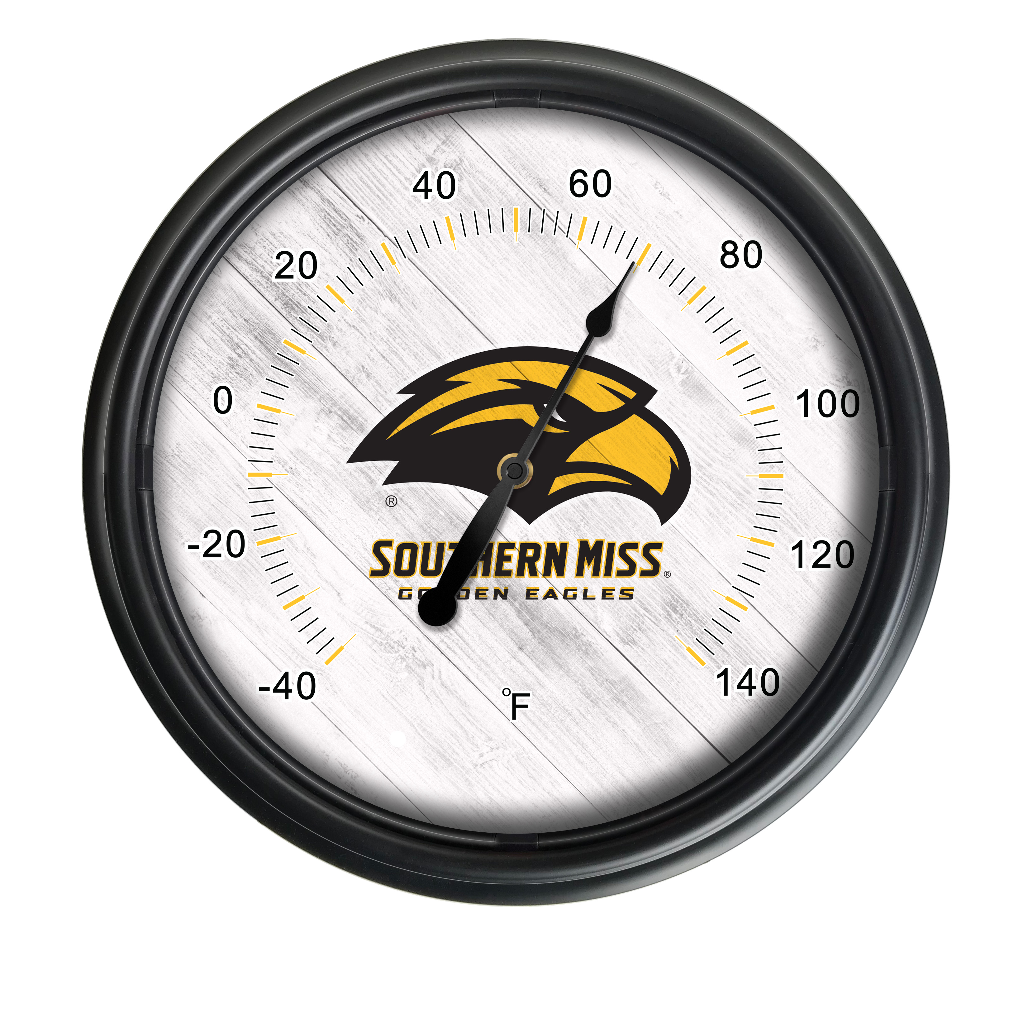 Picture of Holland Bar Stool ODThrm14BK-08SouMis NCAA Southern Mississippi Golden Eagles 14 in. Dia. Indoor & Outdoor LED Thermometer&#44; Black