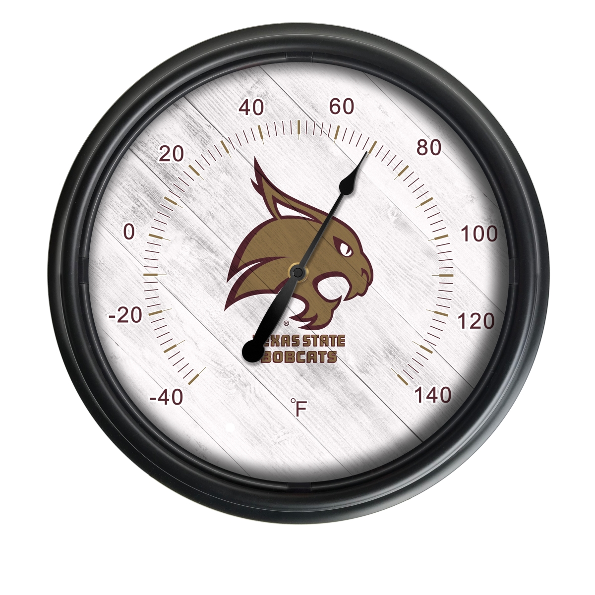 Picture of Holland Bar Stool ODThrm14BK-08TexsSt NCAA Texas State Bobcats 14 in. Dia. Indoor & Outdoor LED Thermometer&#44; Black