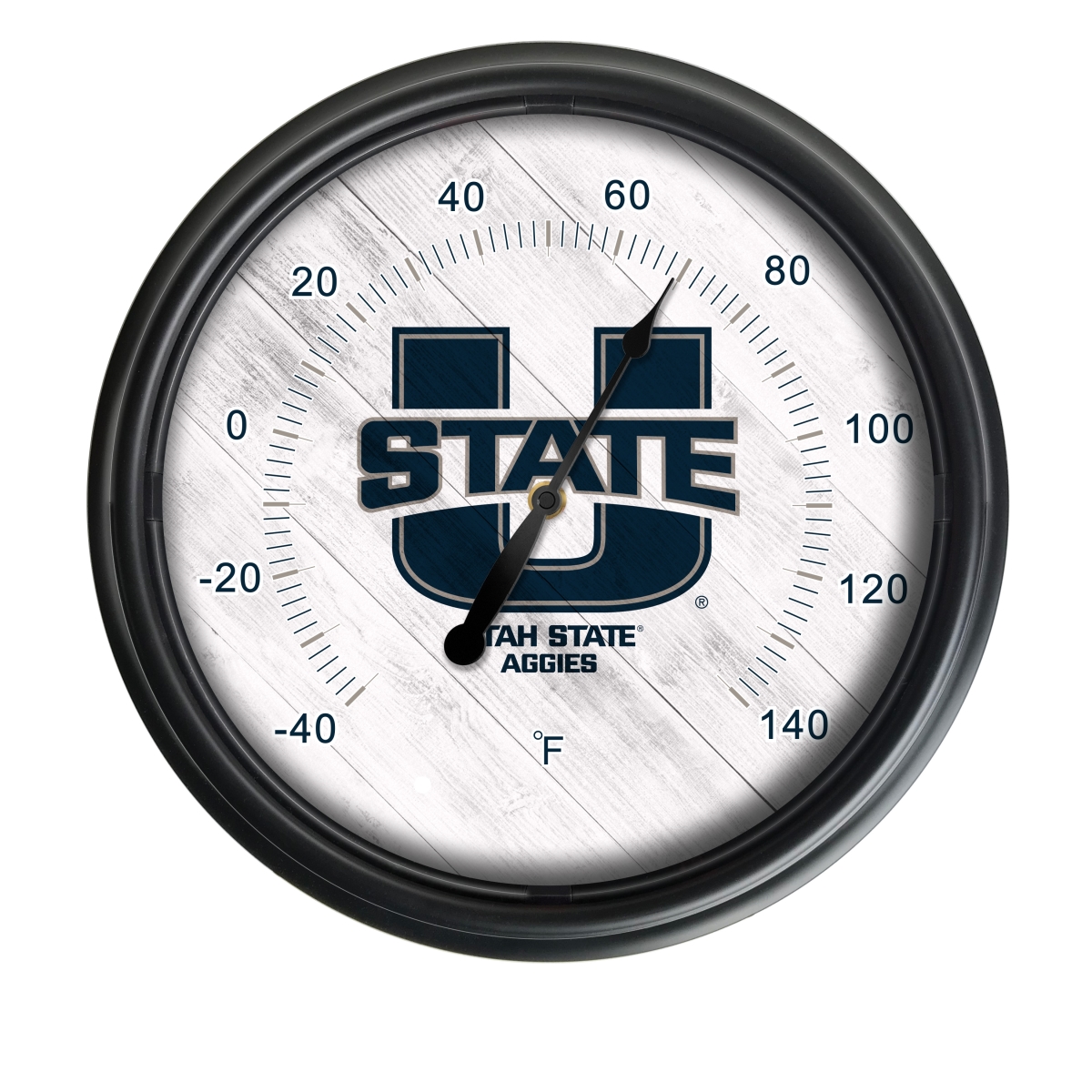 Picture of Holland Bar Stool ODThrm14BK-08UtahSt NCAA Utah State Aggies 14 in. Dia. Indoor & Outdoor LED Thermometer&#44; Black