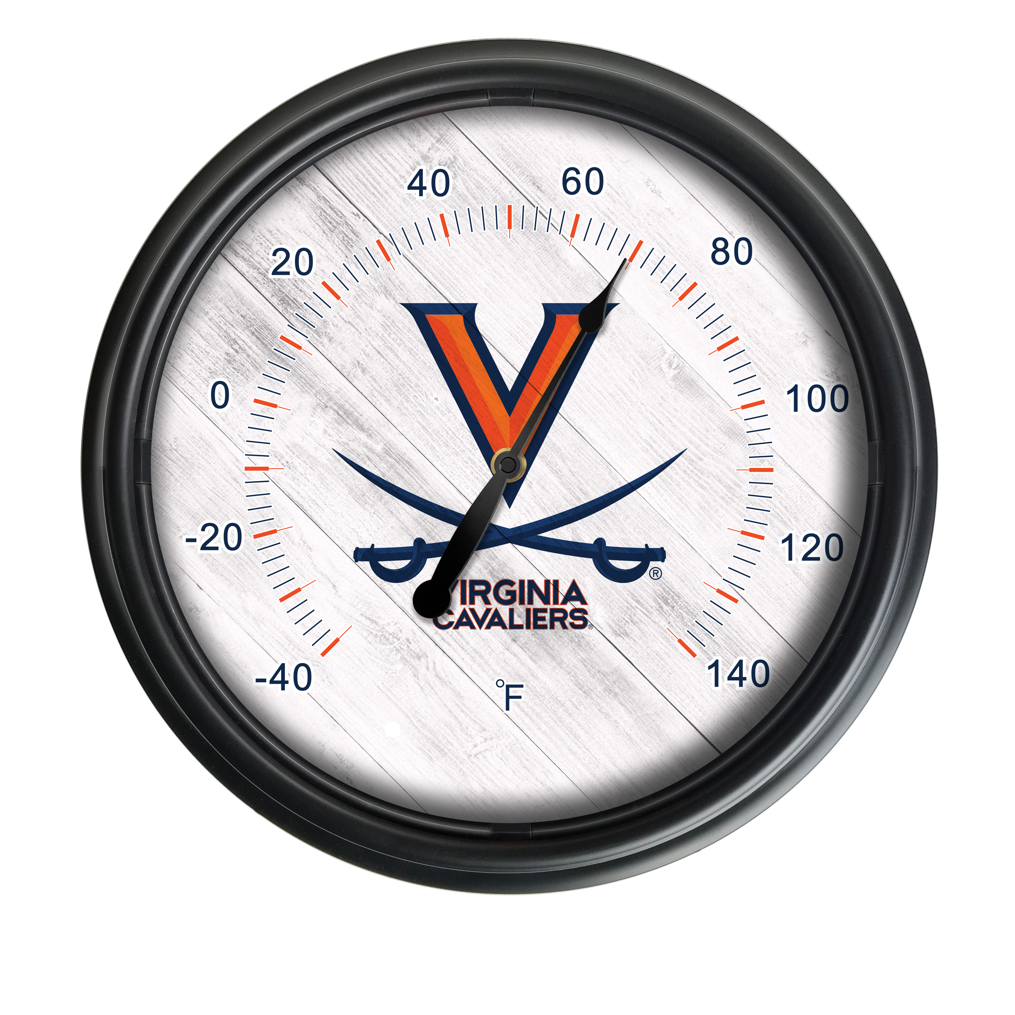 ODThrm14BK-08Vrgnia NCAA Virginia Cavaliers 14 in. Dia. Indoor & Outdoor LED Thermometer, Black