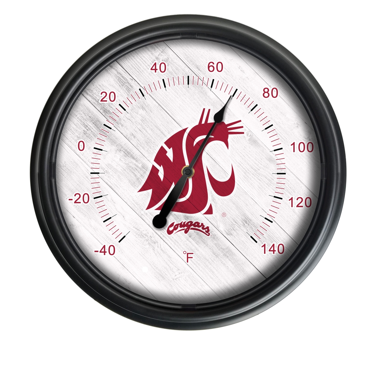 Picture of Holland Bar Stool ODThrm14BK-08WashSt NCAA Washington State Cougars 14 in. Dia. Indoor & Outdoor LED Thermometer&#44; Black