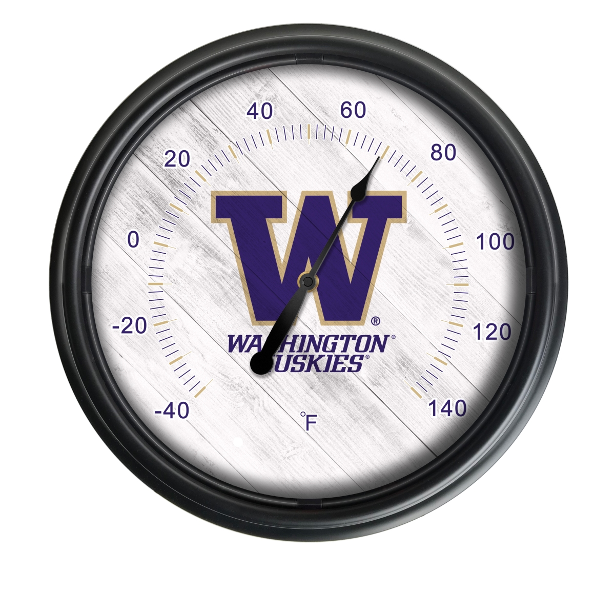 Picture of Holland Bar Stool ODThrm14BK-08WashUn NCAA Washington Huskies 14 in. Dia. Indoor & Outdoor LED Thermometer&#44; Black