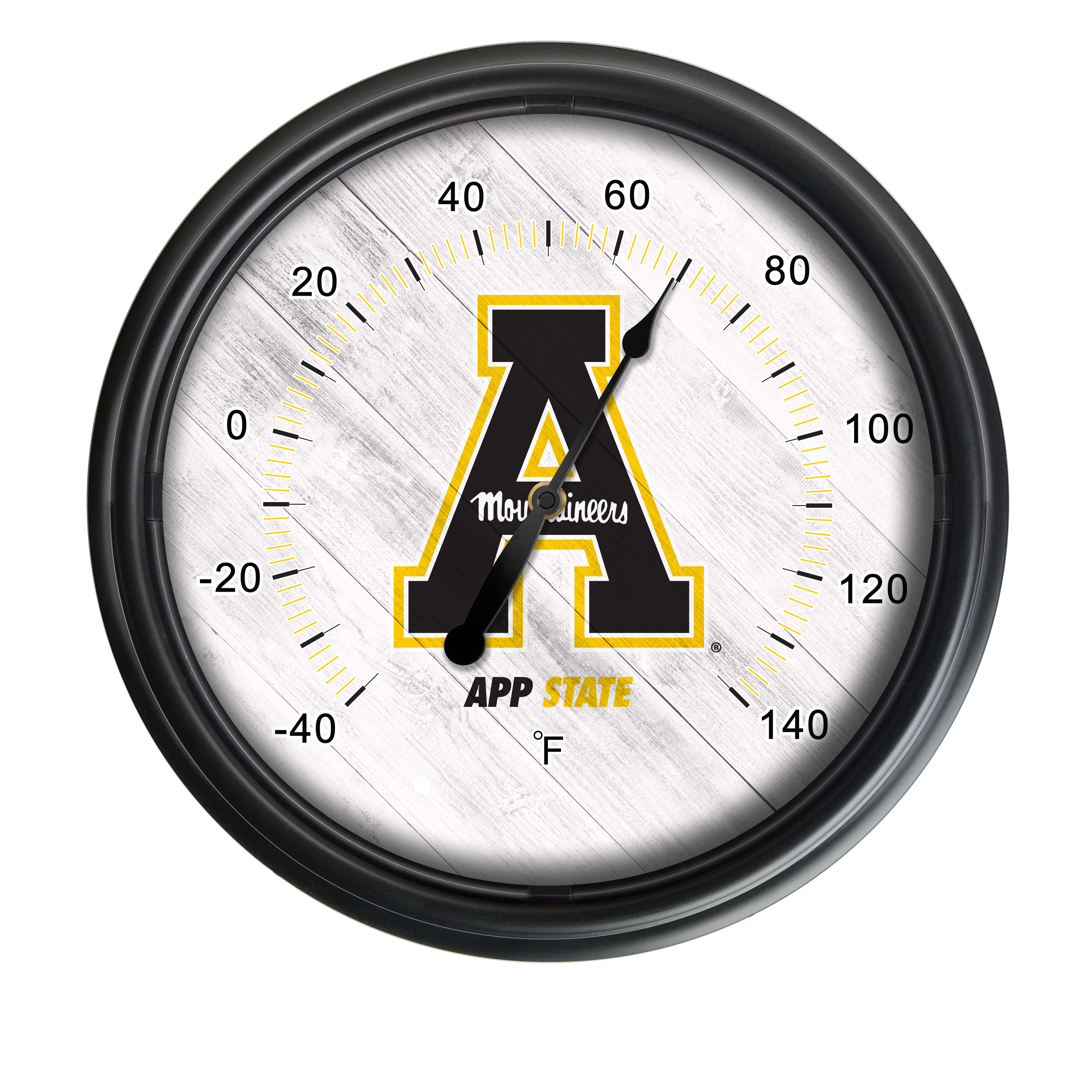 Picture of Holland Bar Stool ODThrm14BK-08AppStU NCAA Appalachian State Mountaineers 14 in. Dia. Indoor & Outdoor LED Thermometer&#44; Black
