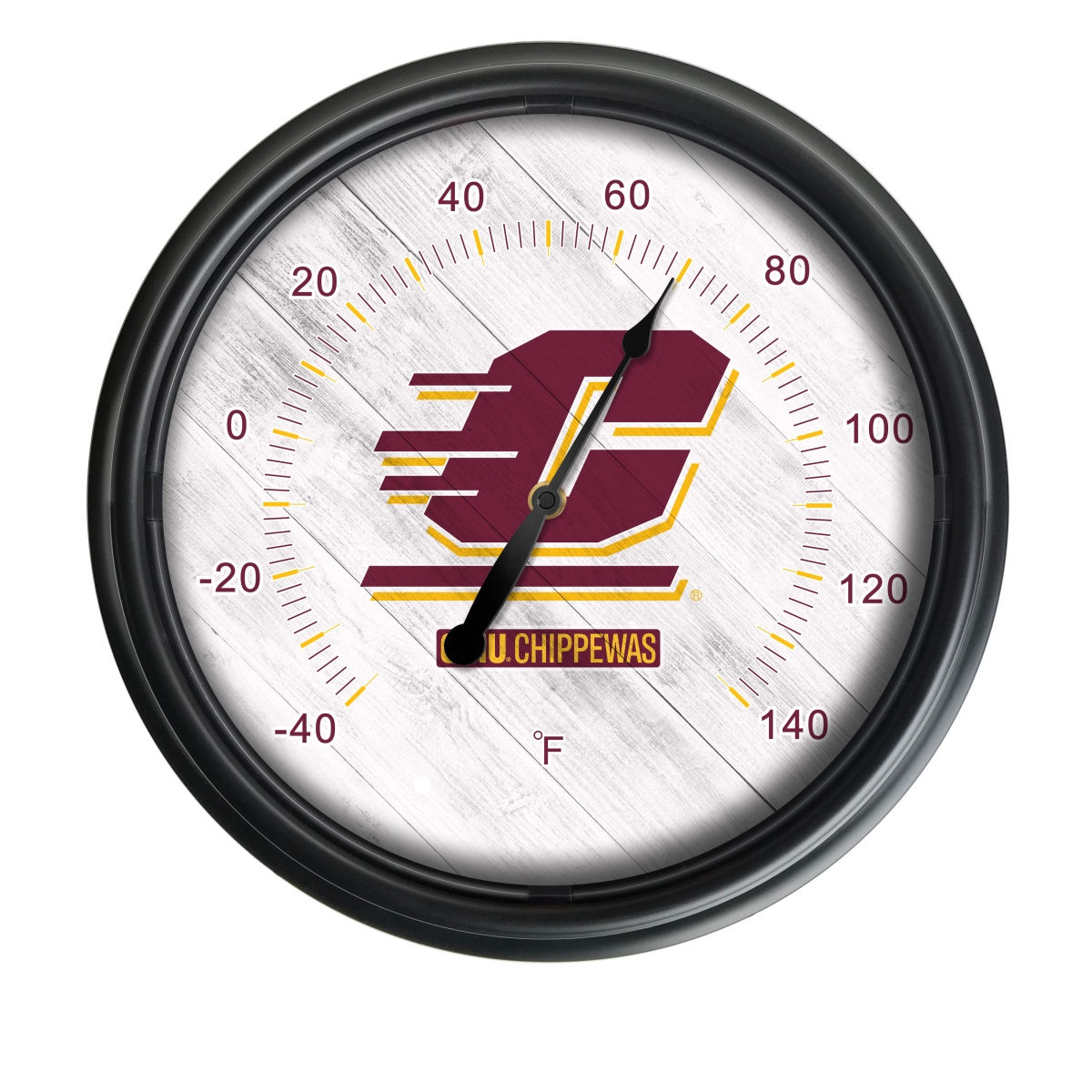 Picture of Holland Bar Stool ODThrm14BK-08CenMic NCAA Central Michigan Chippewas 14 in. Dia. Indoor & Outdoor LED Thermometer&#44; Black