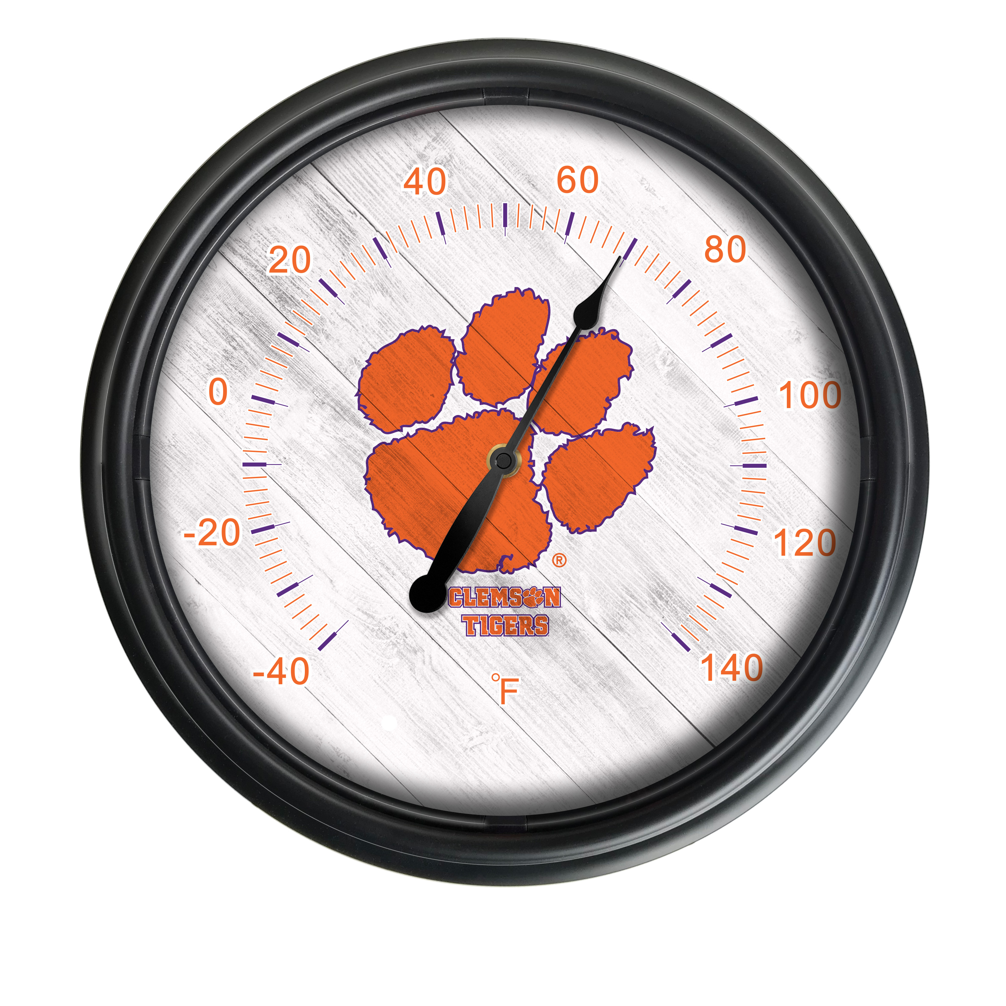 Picture of Holland Bar Stool ODThrm14BK-08Clmson NCAA Clemson Tigers 14 in. Dia. Indoor & Outdoor LED Thermometer&#44; Black