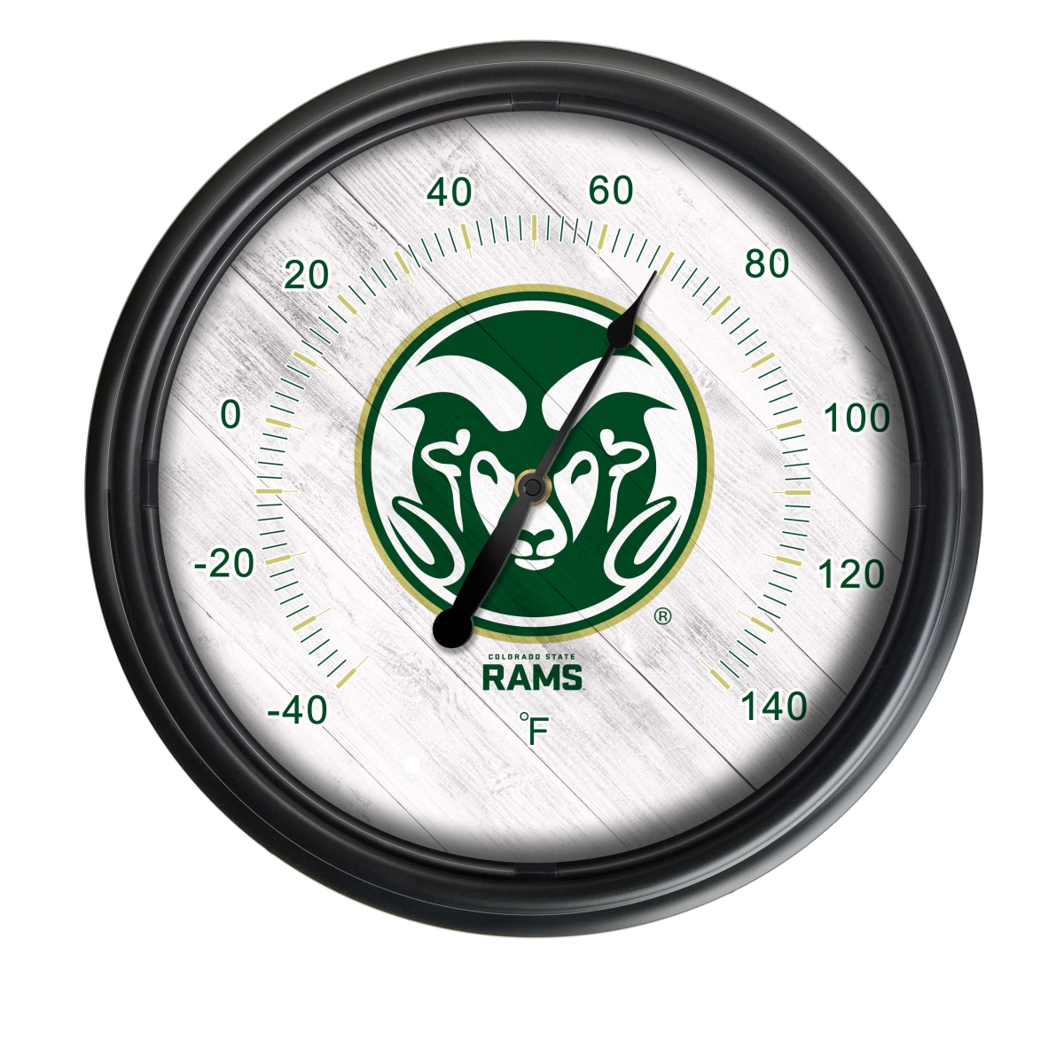 Picture of Holland Bar Stool ODThrm14BK-08ColoSt NCAA Colorado State Rams 14 in. Dia. Indoor & Outdoor LED Thermometer&#44; Black