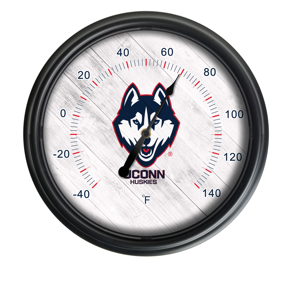 Picture of Holland Bar Stool ODThrm14BK-08ConnUn NCAA University of Connecticut Huskies 14 in. Dia. Indoor & Outdoor LED Thermometer&#44; Black