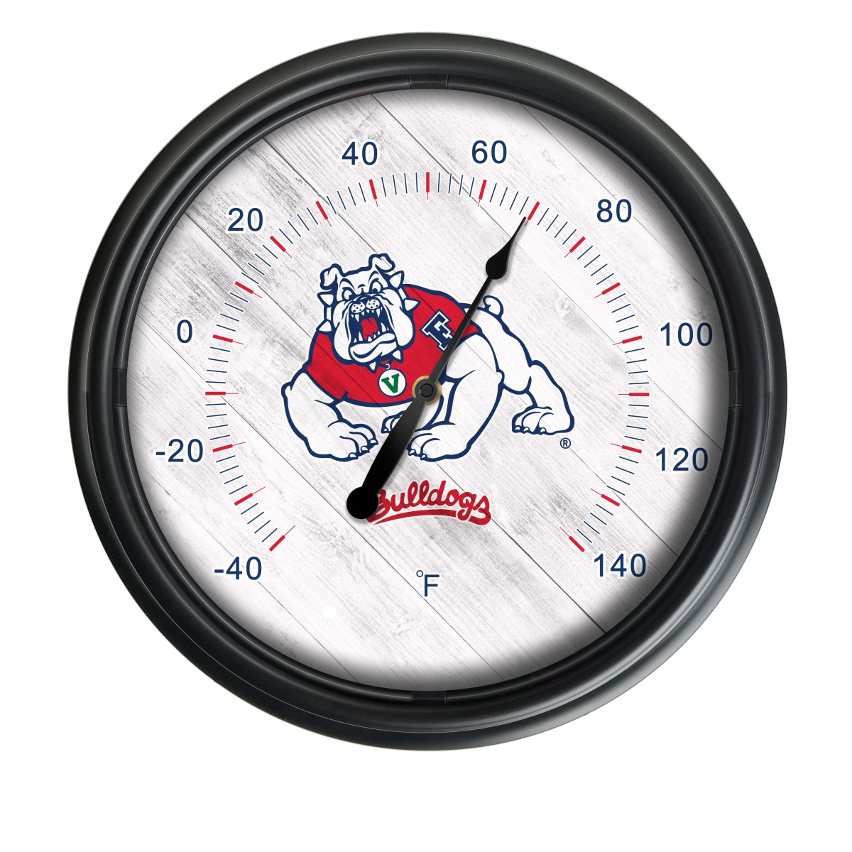 Picture of Holland Bar Stool ODThrm14BK-08FresSt NCAA Fresno State Bulldogs 14 in. Dia. Indoor & Outdoor LED Thermometer&#44; Black