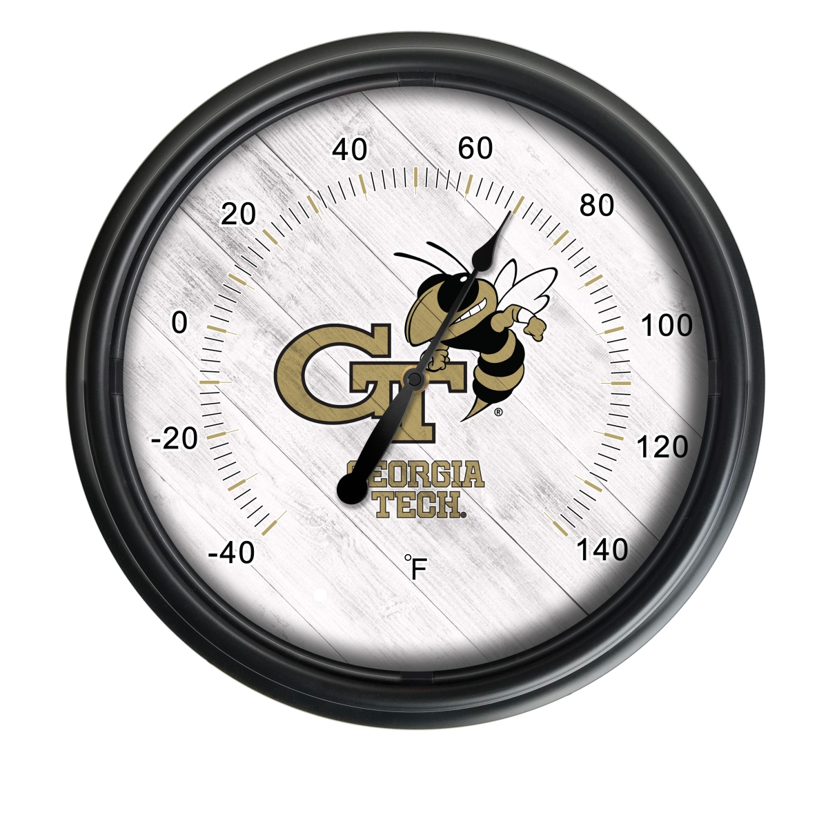 Picture of Holland Bar Stool ODThrm14BK-08GATech NCAA Georgia Tech Yellow Jackets 14 in. Dia. Indoor & Outdoor LED Thermometer&#44; Black