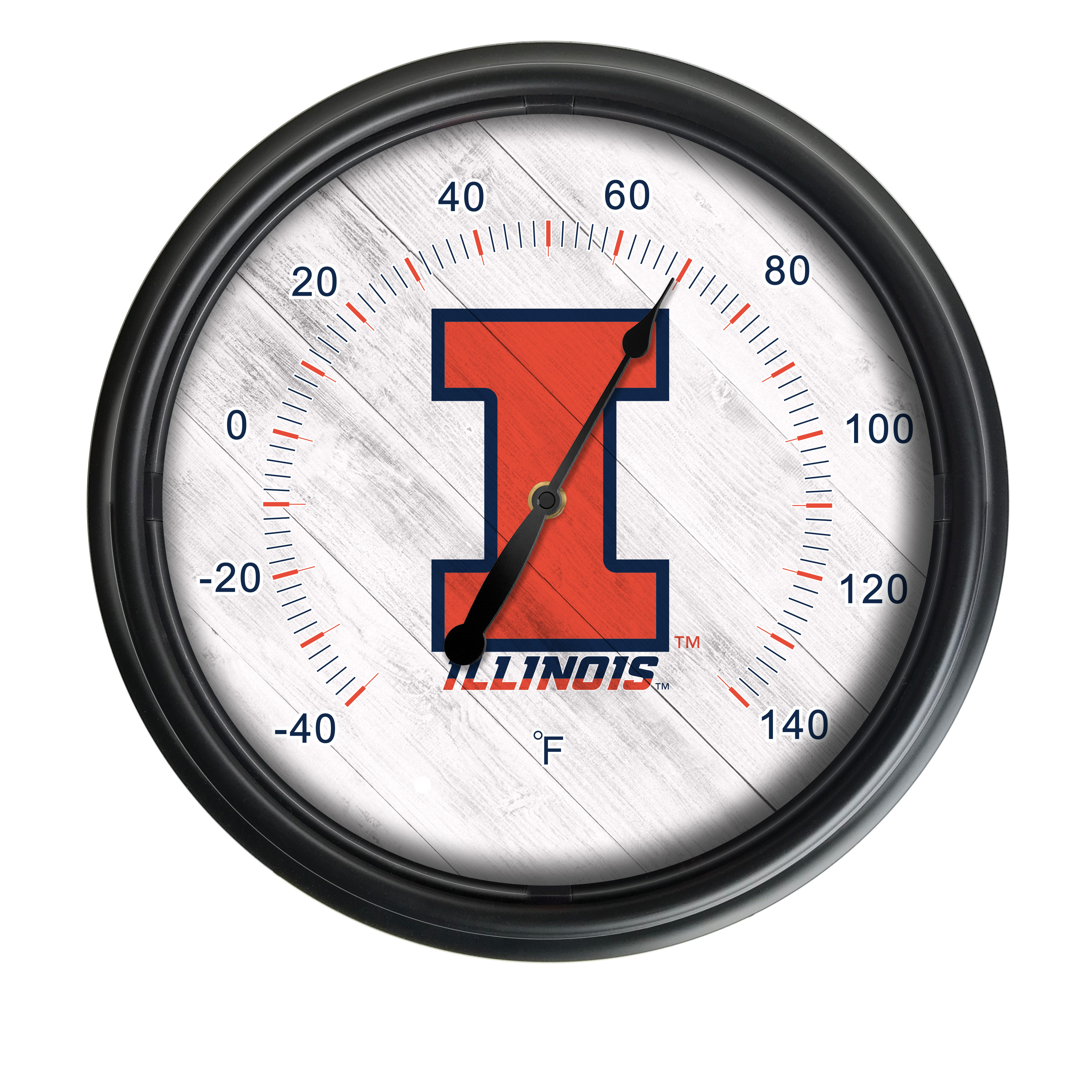Picture of Holland Bar Stool ODThrm14BK-08IlliniU NCAA Illinois Fighting Illini 14 in. Dia. Indoor & Outdoor LED Thermometer&#44; Black