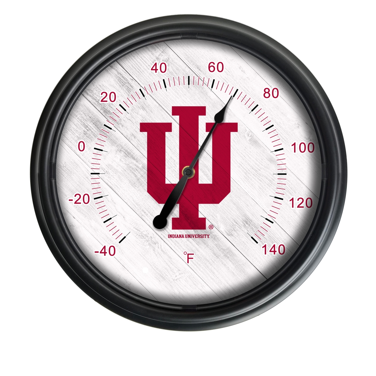 Picture of Holland Bar Stool ODThrm14BK-08IndnaU NCAA Indiana Hoosiers 14 in. Dia. Indoor & Outdoor LED Thermometer&#44; Black