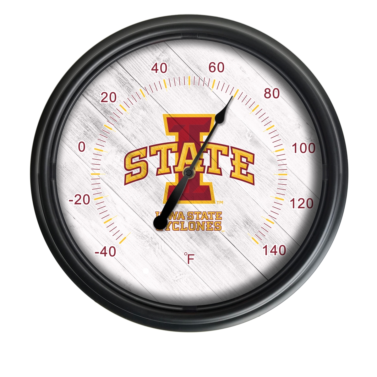 Picture of Holland Bar Stool ODThrm14BK-08IowaSt NCAA Iowa State Cyclones 14 in. Dia. Indoor & Outdoor LED Thermometer&#44; Black