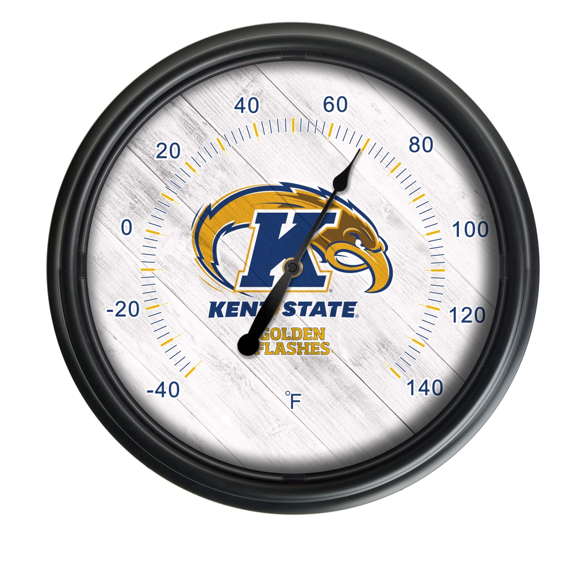Picture of Holland Bar Stool ODThrm14BK-08KentSt NCAA Kent State Golden Flashes 14 in. Dia. Indoor & Outdoor LED Thermometer&#44; Black