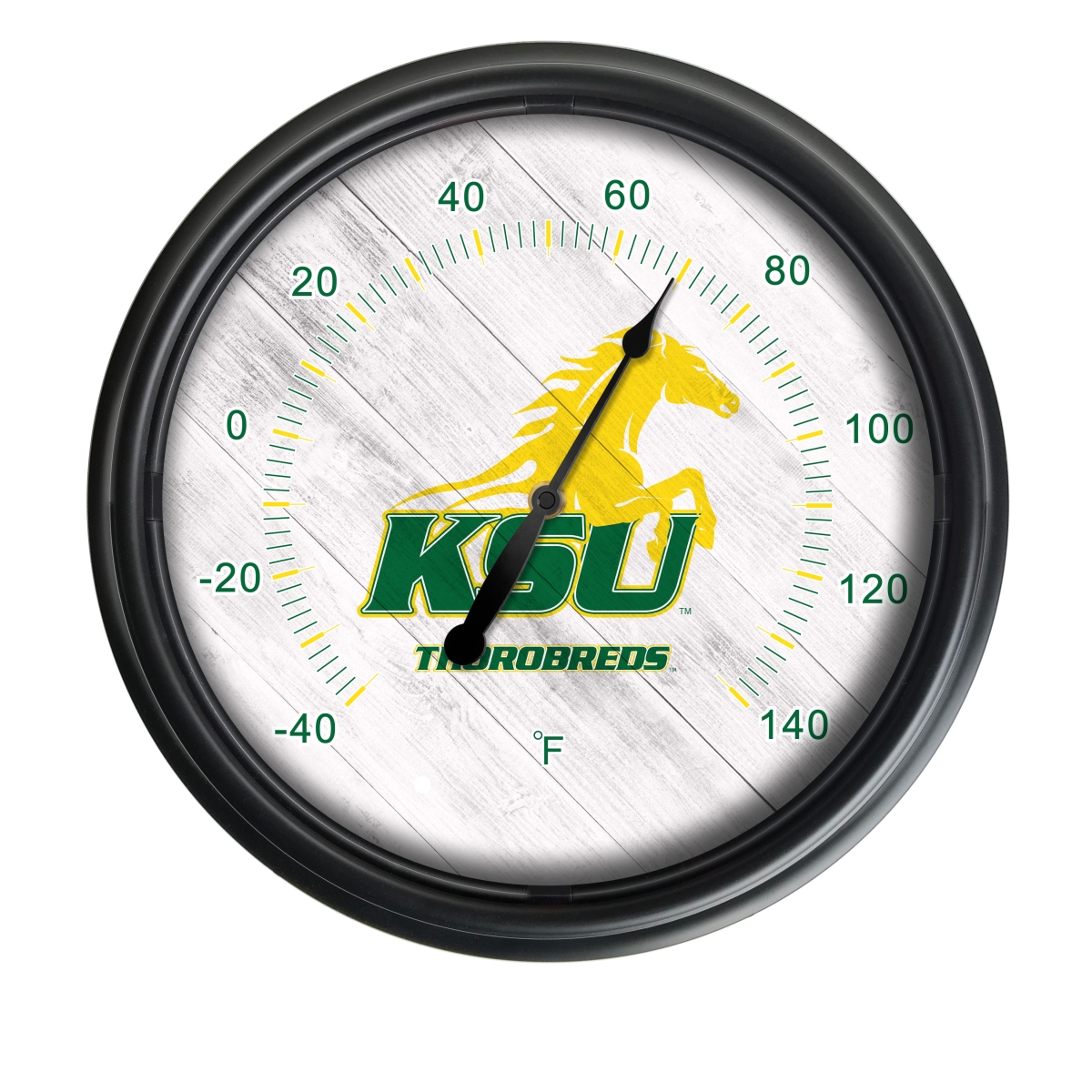 Picture of Holland Bar Stool ODThrm14BK-08KYStUn NCAA Kentucky State Thorobreds 14 in. Dia. Indoor & Outdoor LED Thermometer&#44; Black
