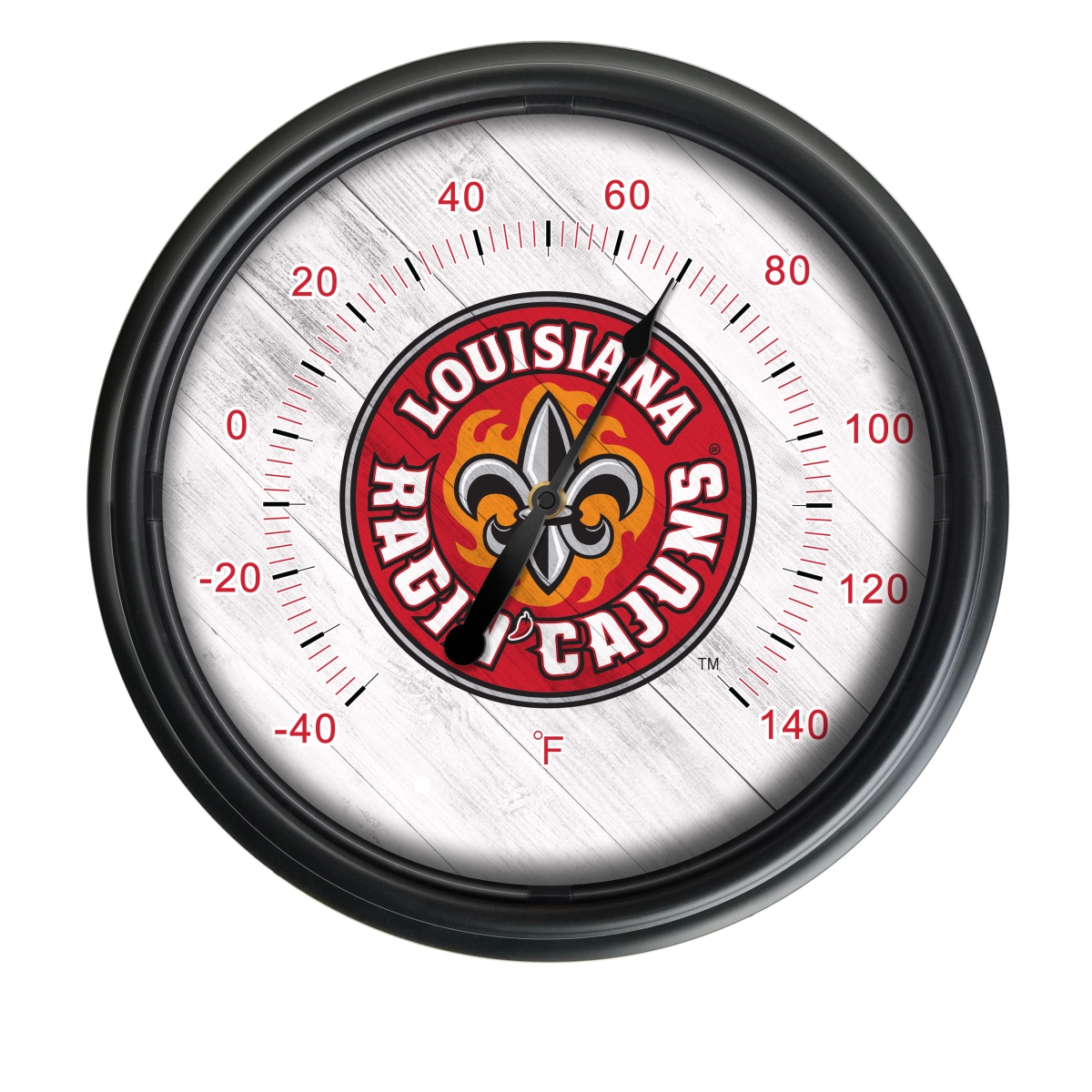 Picture of Holland Bar Stool ODThrm14BK-08LA-Laf NCAA Louisiana Ragin Cajuns 14 in. Dia. Indoor & Outdoor LED Thermometer&#44; Black