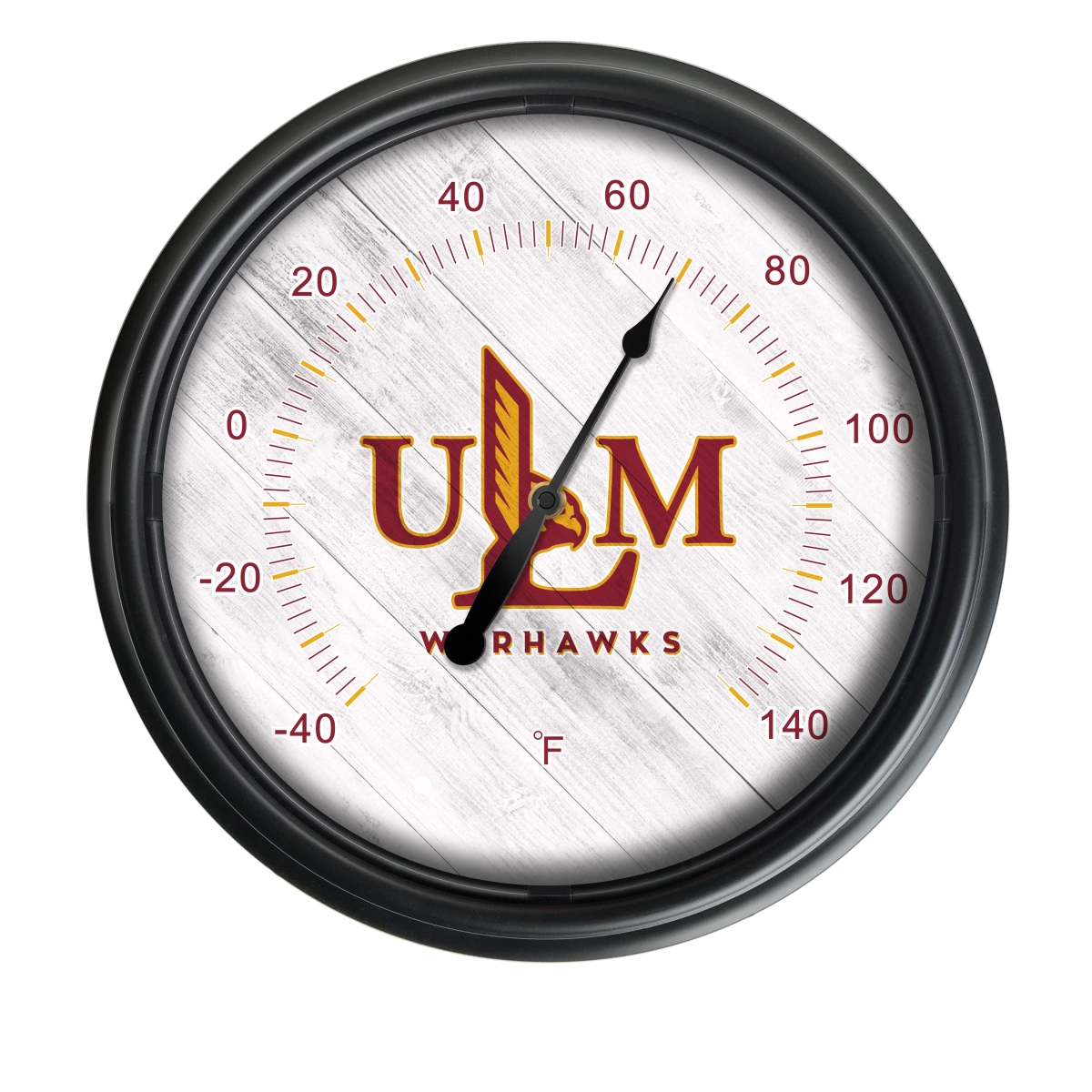 Picture of Holland Bar Stool ODThrm14BK-08LA-Mon NCAA Louisiana-Monroe Warhawks 14 in. Dia. Indoor & Outdoor LED Thermometer&#44; Black