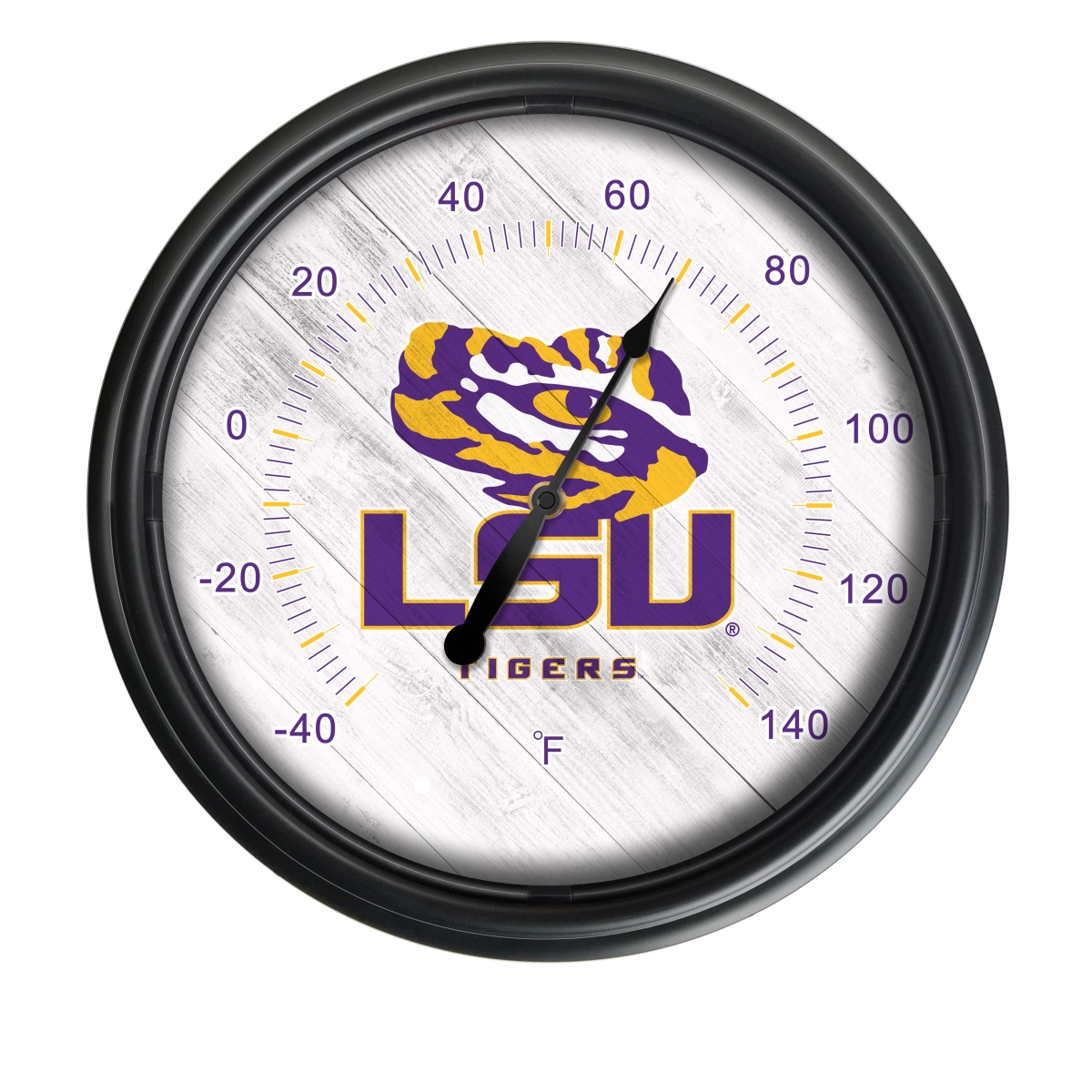 Picture of Holland Bar Stool ODThrm14BK-08LaStUn NCAA Louisiana State University Tigers 14 in. Dia. Indoor & Outdoor LED Thermometer&#44; Black