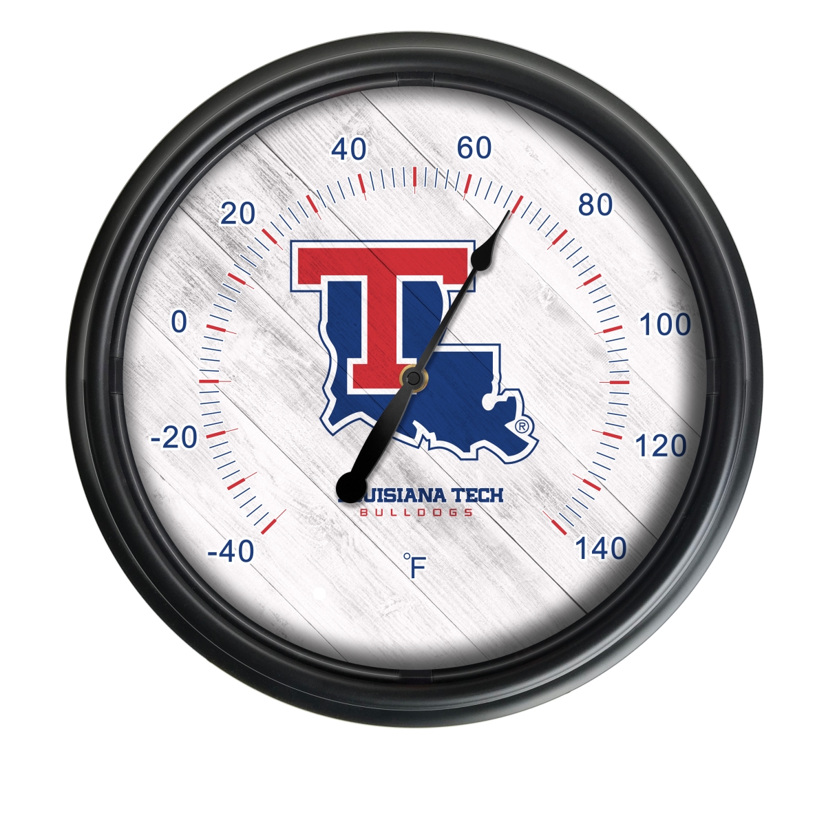 Picture of Holland Bar Stool ODThrm14BK-08LaTech NCAA Louisiana Tech Bulldogs 14 in. Dia. Indoor & Outdoor LED Thermometer&#44; Black