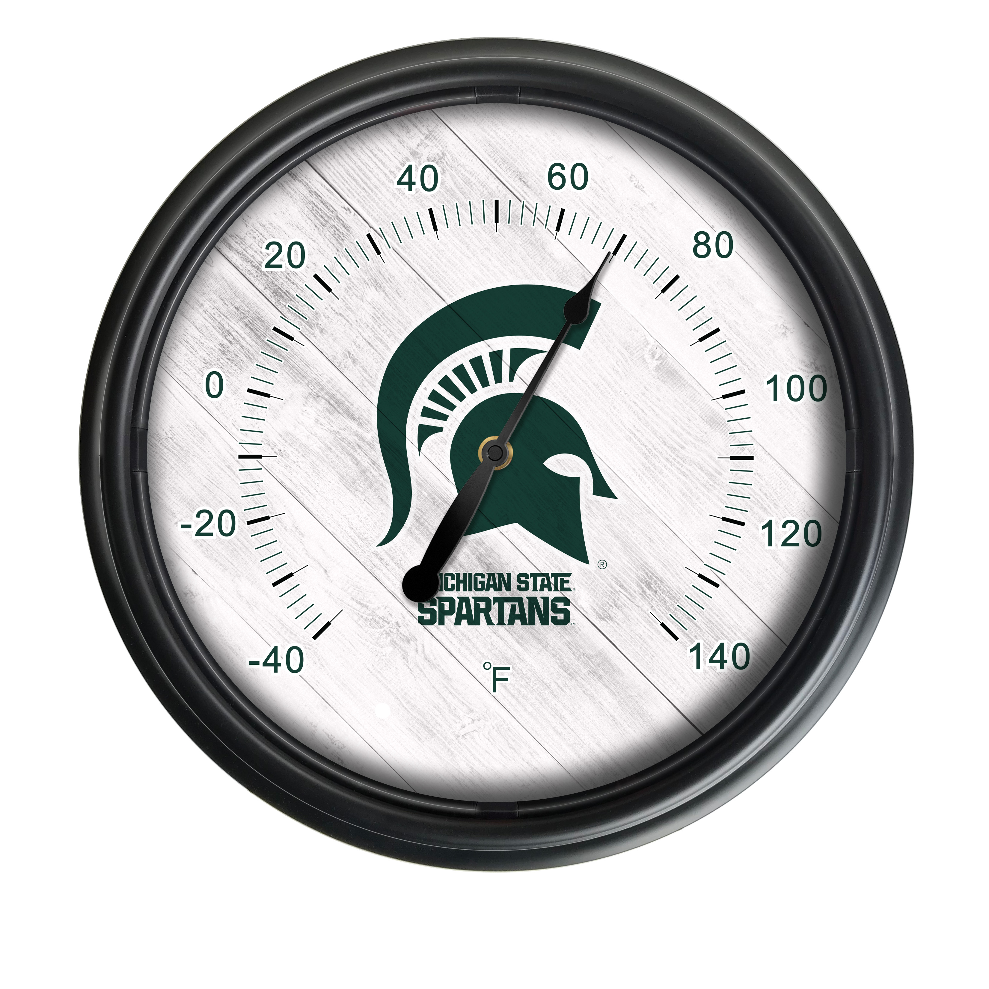 Picture of Holland Bar Stool ODThrm14BK-08MichSt NCAA Michigan State Spartans 14 in. Dia. Indoor & Outdoor LED Thermometer&#44; Black